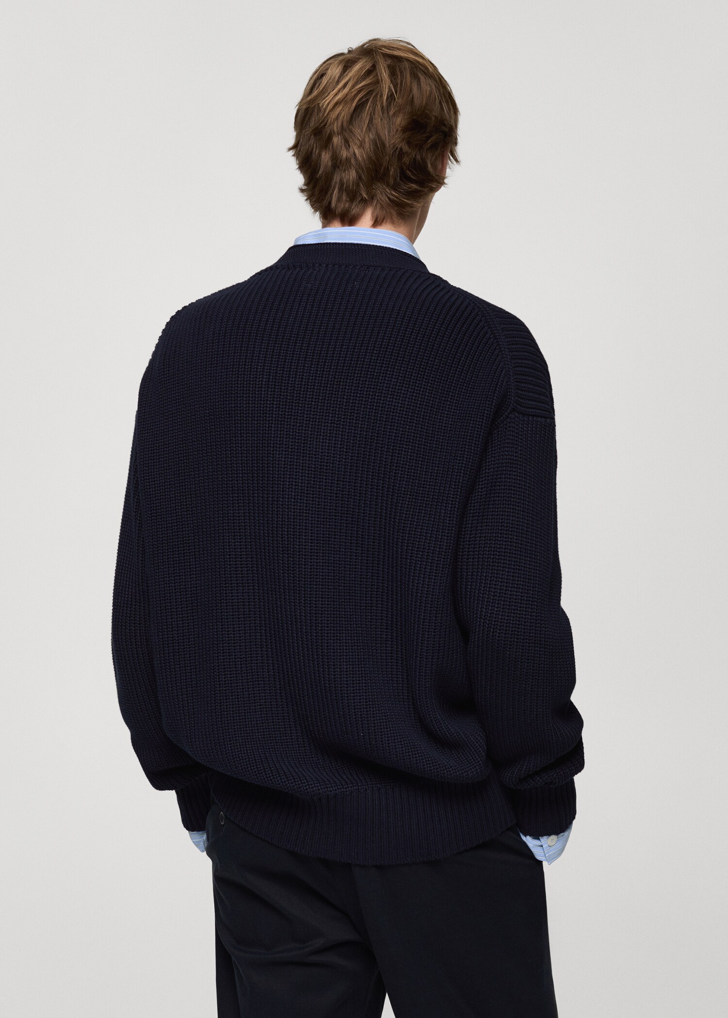 Chunky ribbed cardigan with buttons - Reverse of the article