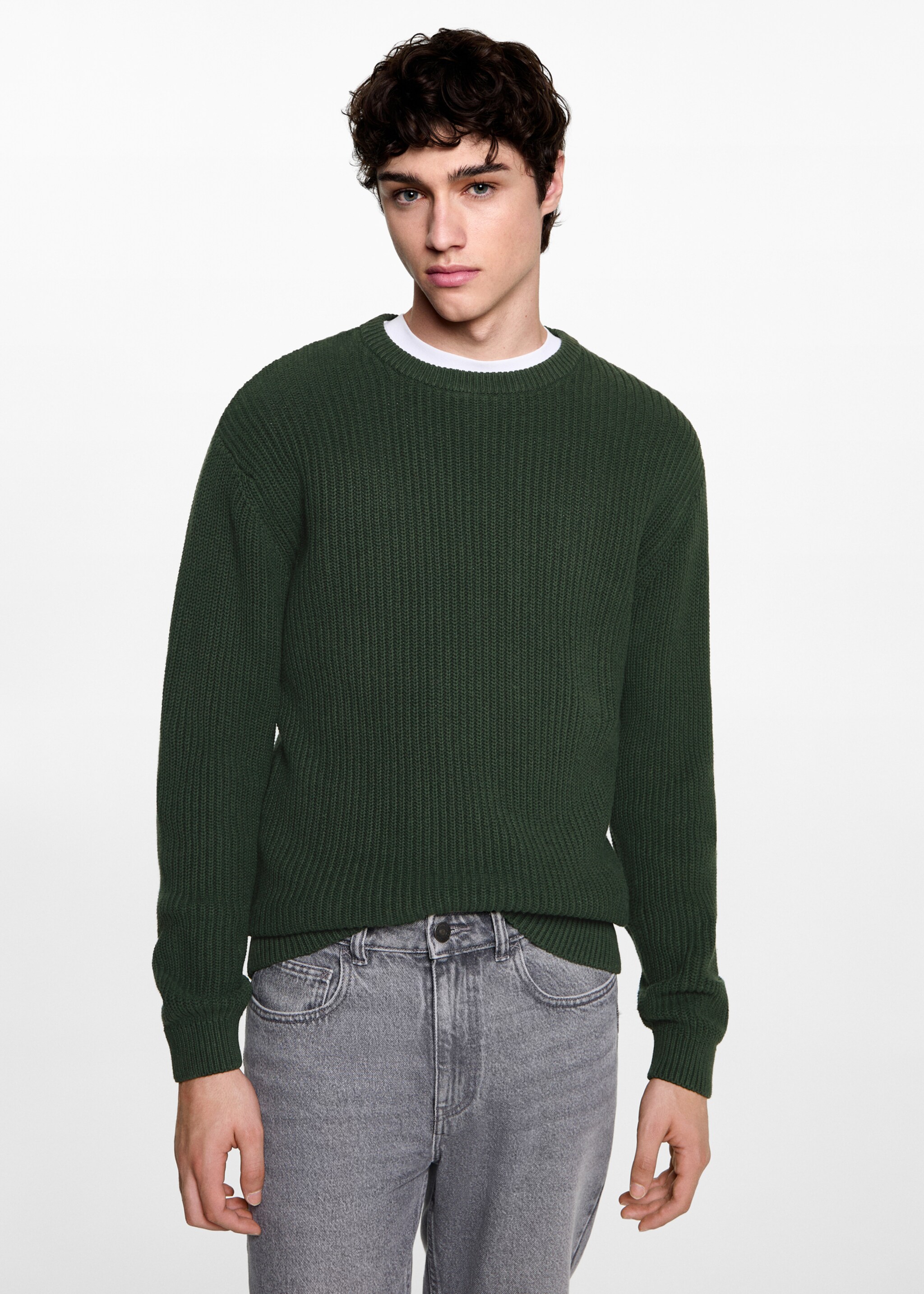 Ribbed cotton knitted sweater - Medium plane