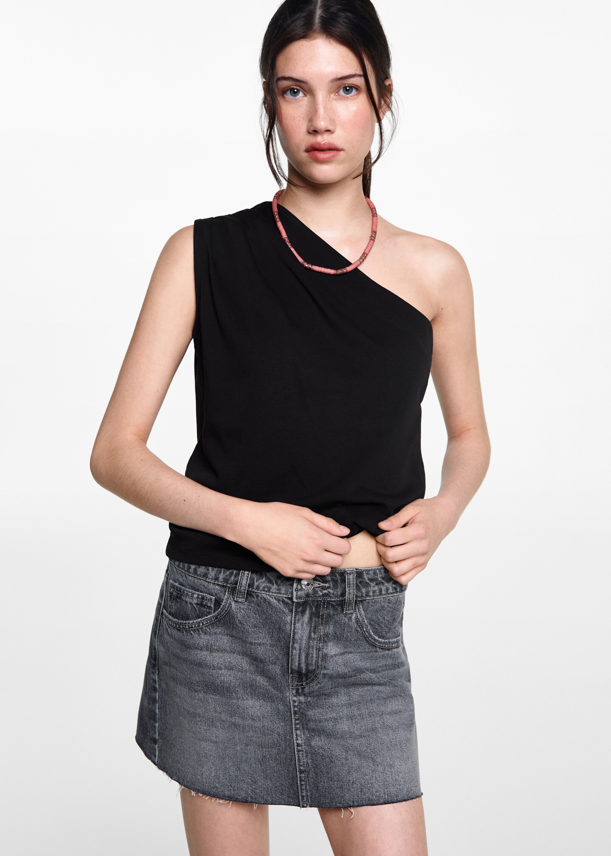 Minifalda vaquera - Plano medio, Gris oscuro. Ref: 77084780-00.