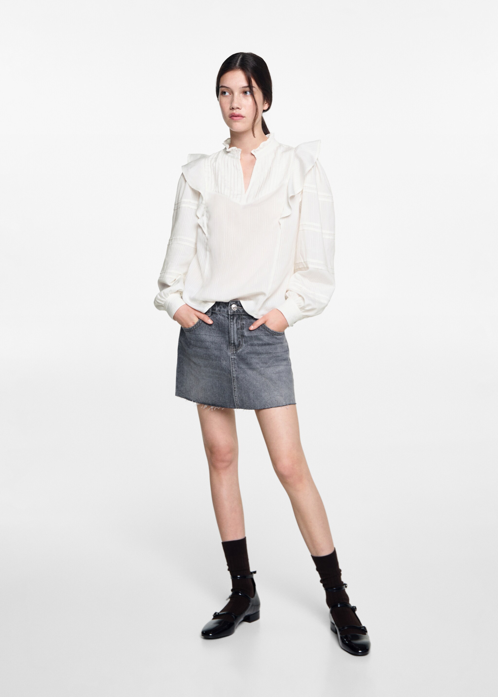 Minifalda vaquera - Detalle del artículo 1, Gris oscuro. Ref: 77084780-00.