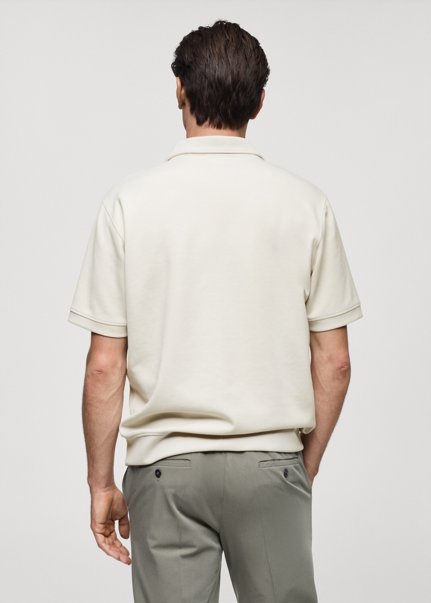 Regular fit sweatshirt-fabric polo shirt - Reverse of the article