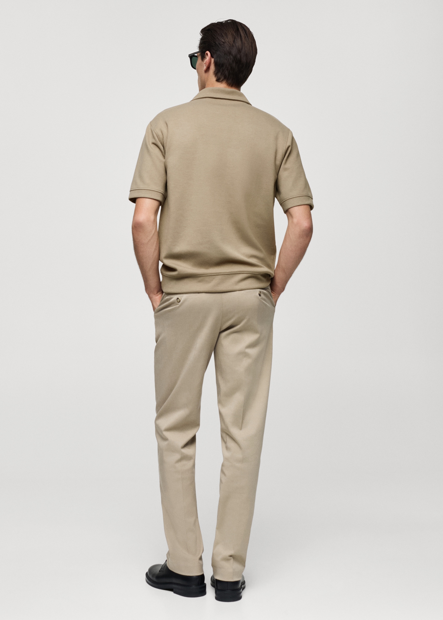 Regular fit sweatshirt-fabric polo shirt - Reverse of the article