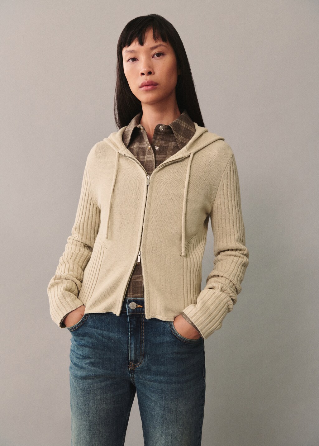 MANDOTOS Hooded Cardigan - Loose Fit Red Jacket
