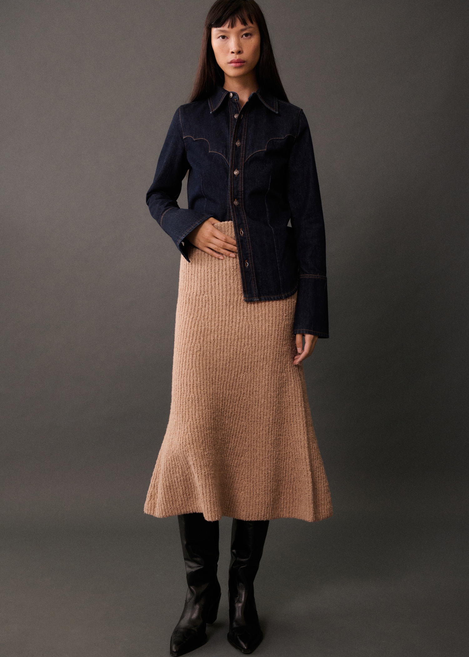 Flared ribbed skirt - Details of the article 2