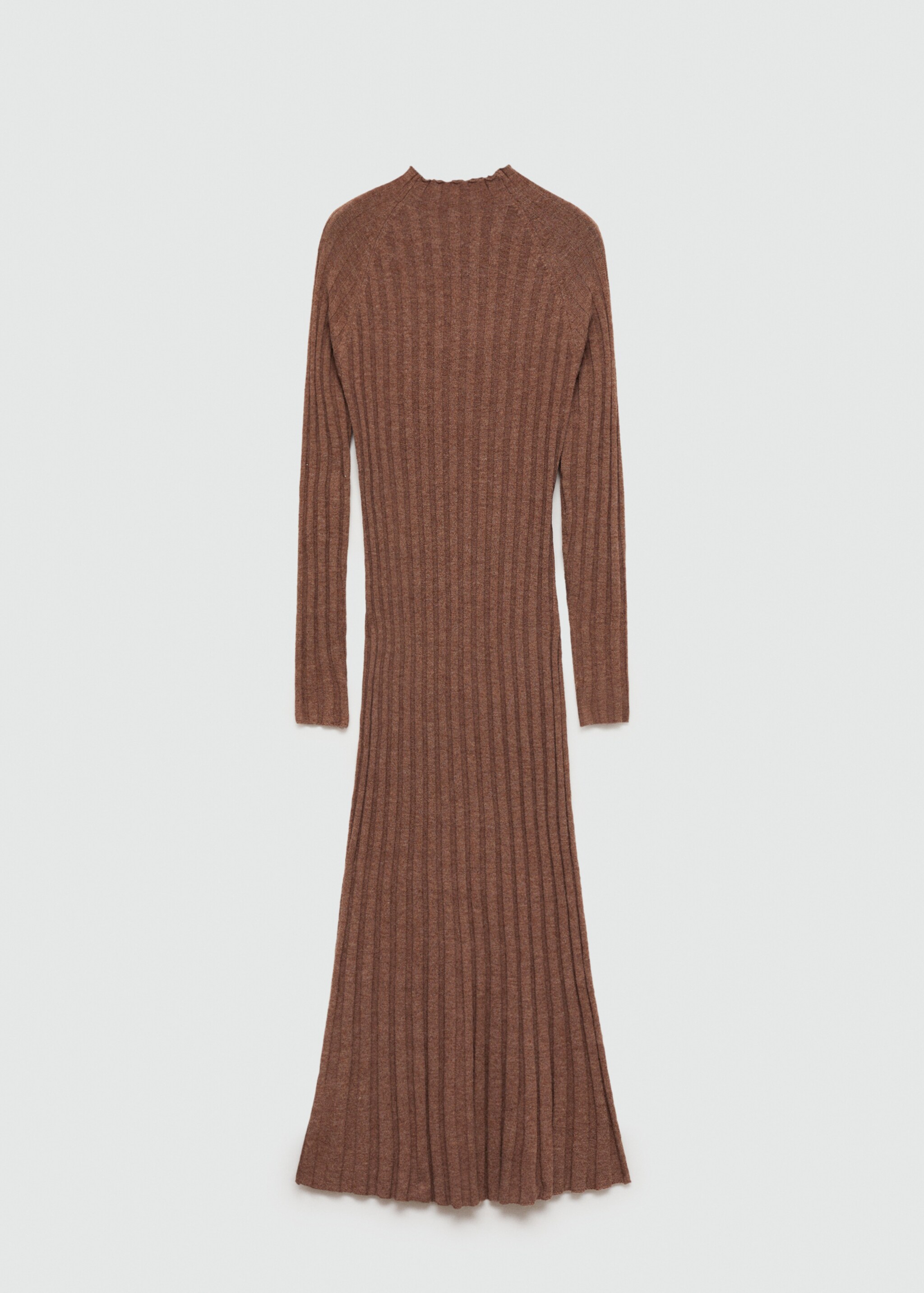 Perkins-neck ribbed dress - Article without model, Caramel. Ref: 77085645-00.
