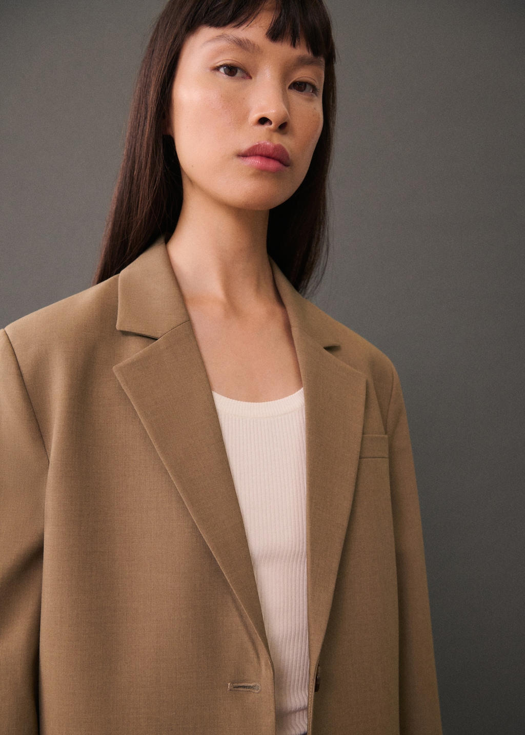 Thumbnail of Double-breasted straight-fit jacket - Medium Brown