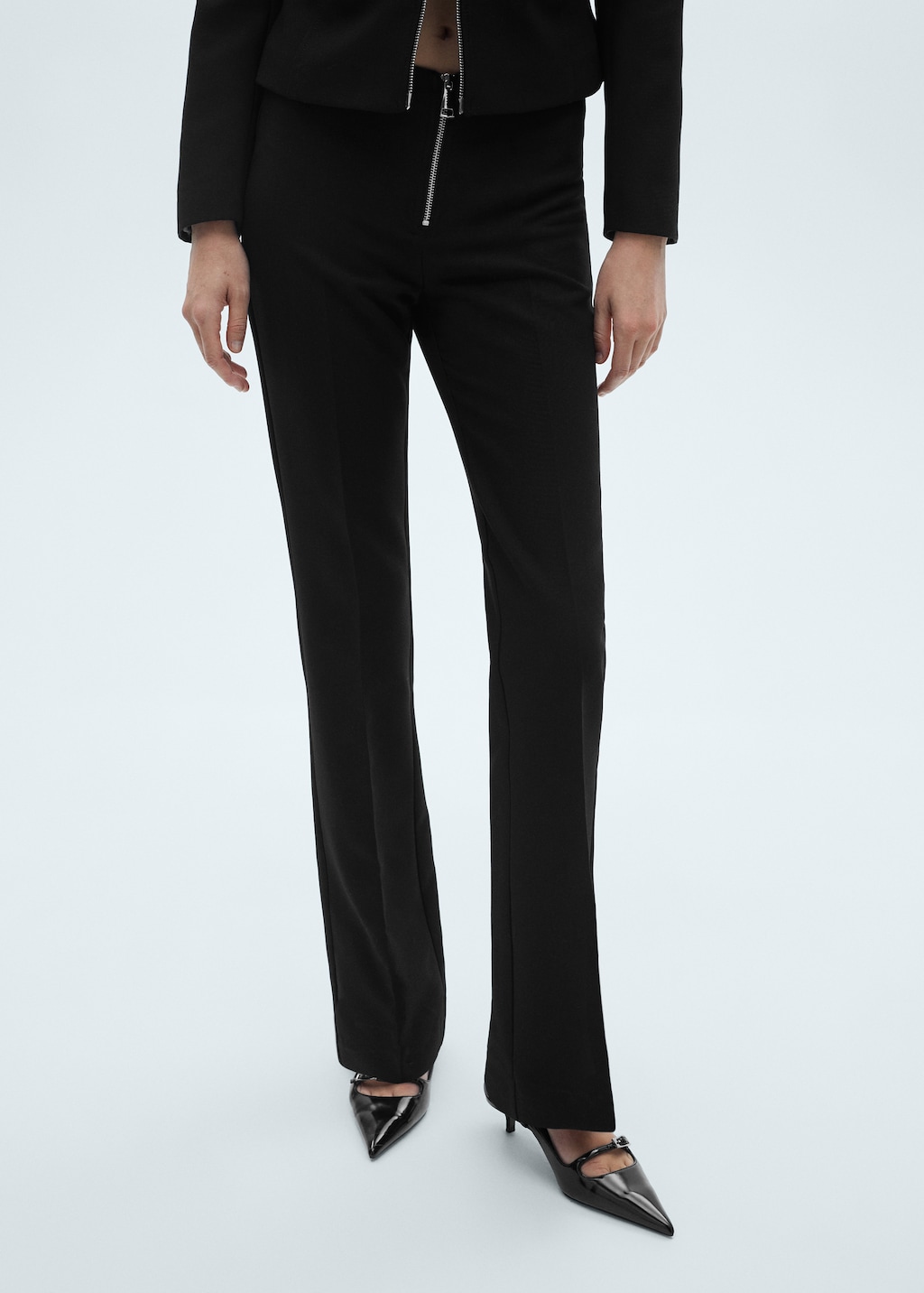 Flared trousers with zip - Women | MANGO USA Flared trousers with zip - Women | MANGO USA