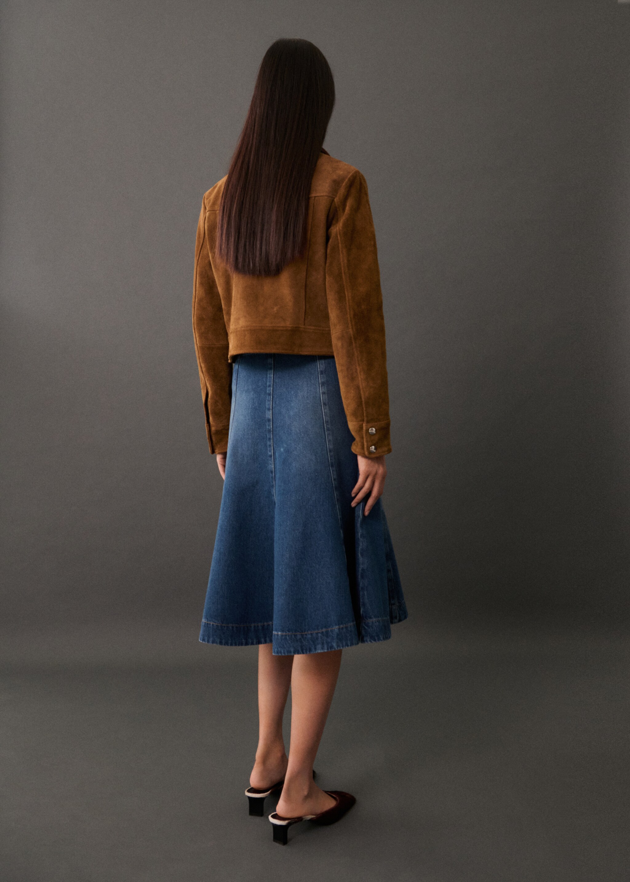 Contrast seams denim skirt - Обратная сторона изделия