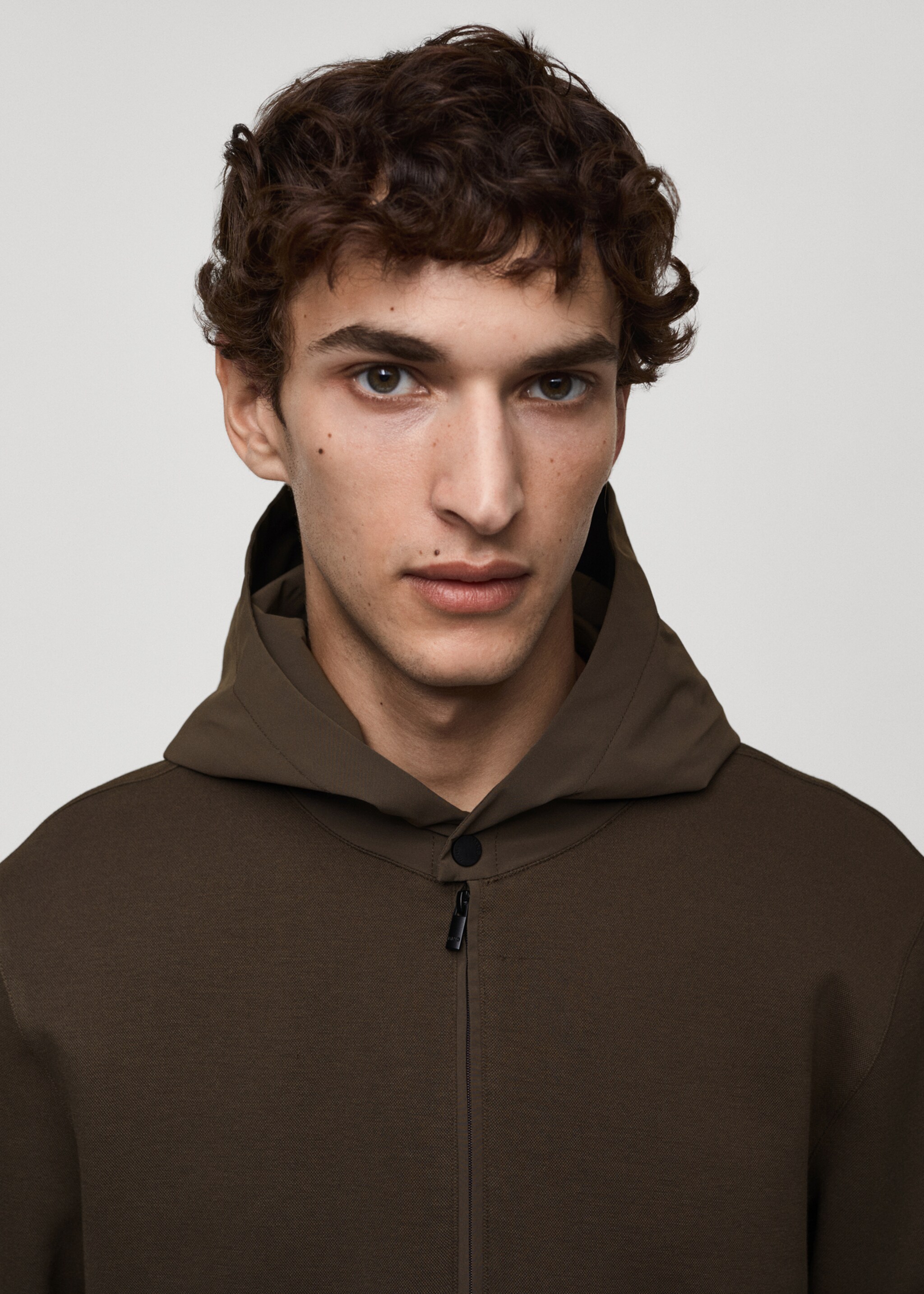 Stretch fabric regular-fit hooded sweatshirt - Details of the article 1