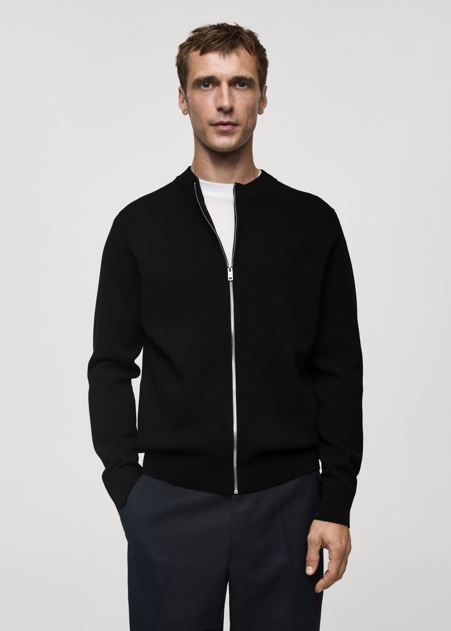 Medium-knit zip-up cardigan - Main Image