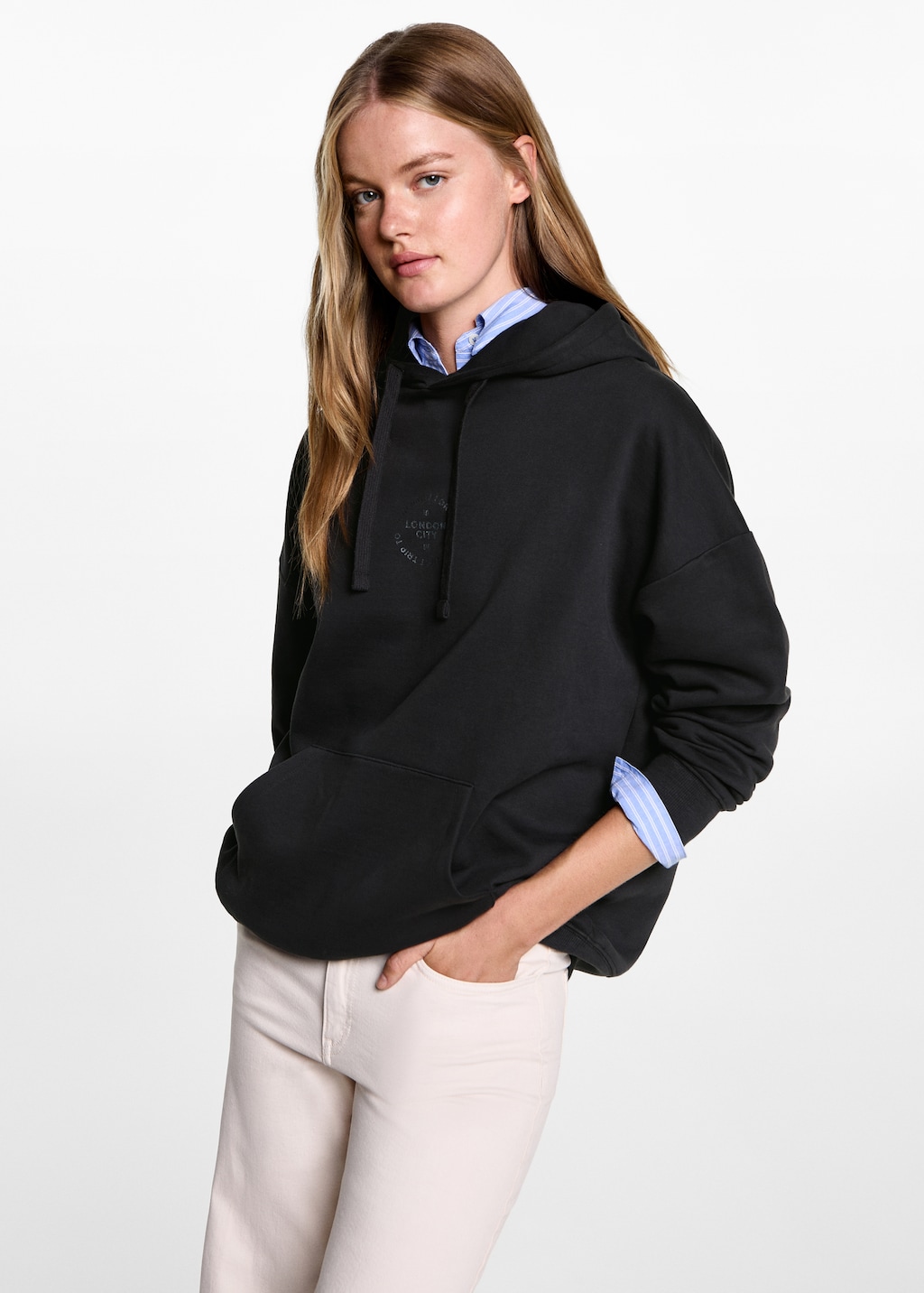Mango black hoodie sale