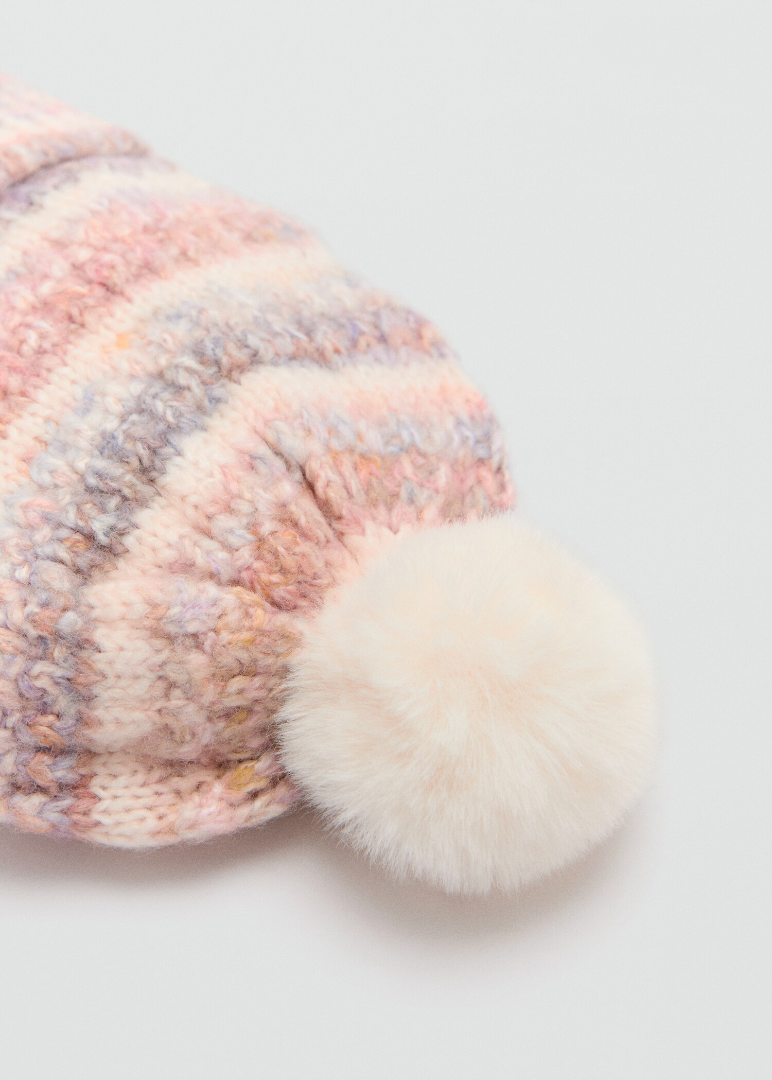 Pompom bicolour knit beanie - Medium plane