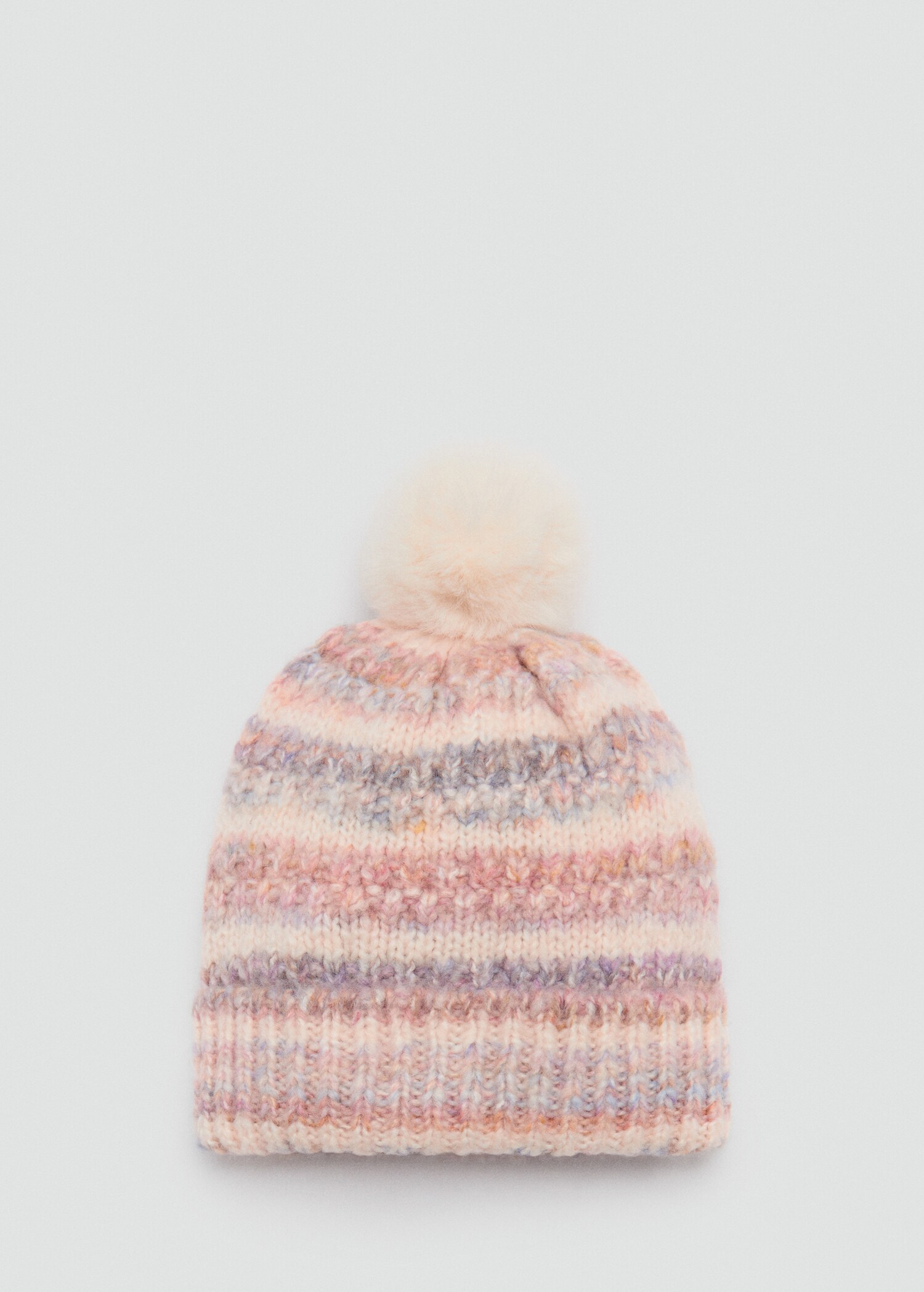 Pompom bicolour knit beanie - Article without model