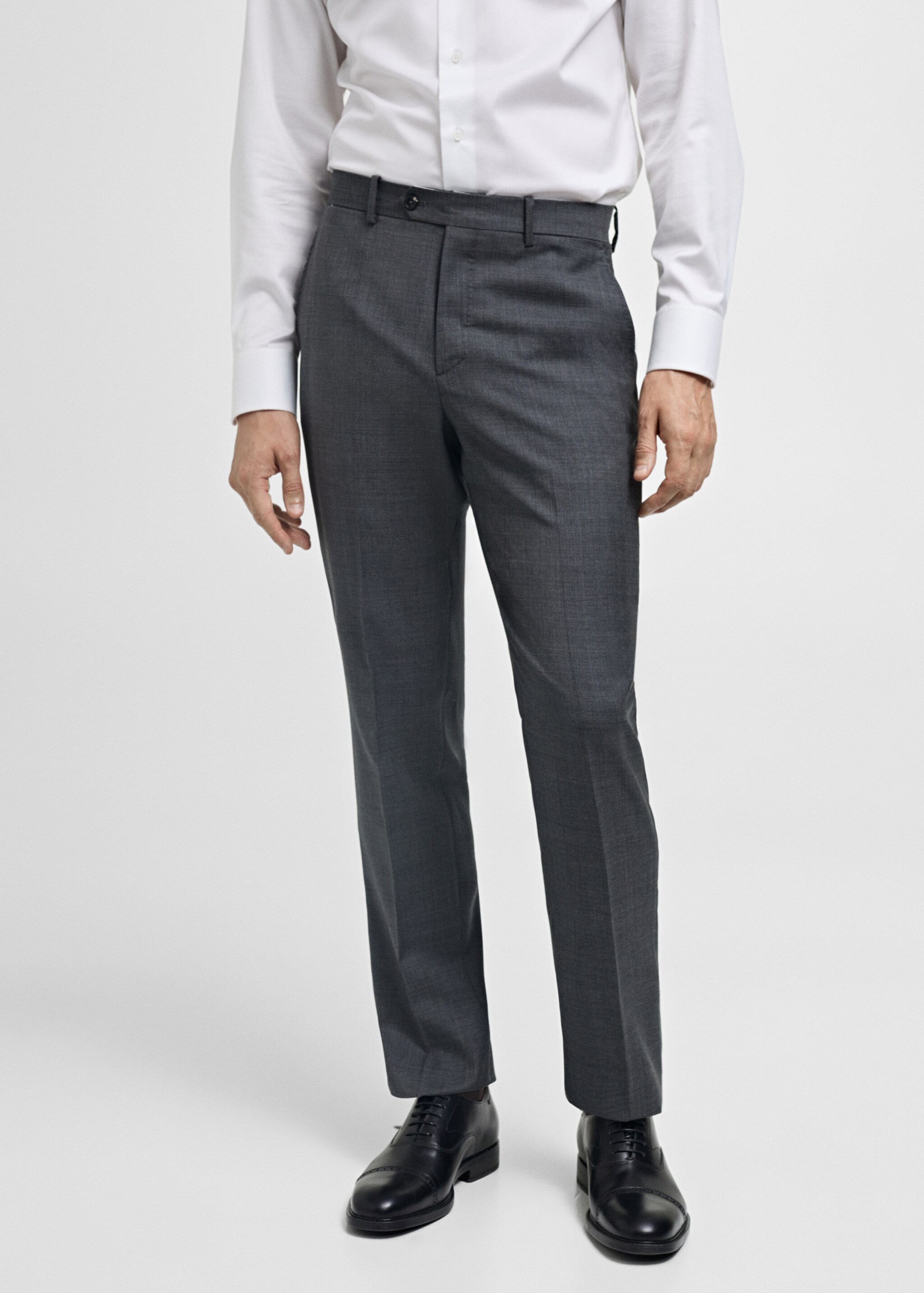 Pantalon de costume 100 % laine vierge carreaux écossais - Plan moyen