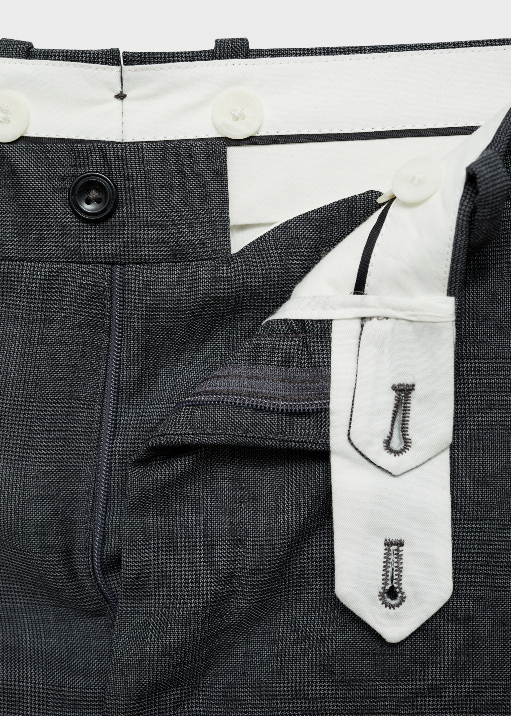 Pantalon de costume 100 % laine vierge carreaux écossais - Détail de l'article 0