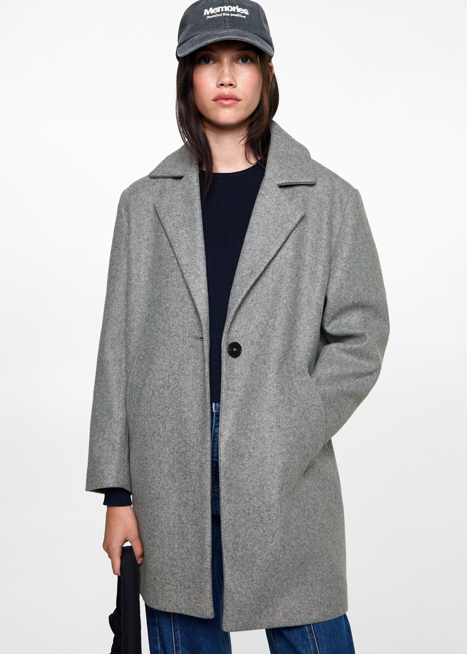 Manteau drap de laine poches - Plan moyen