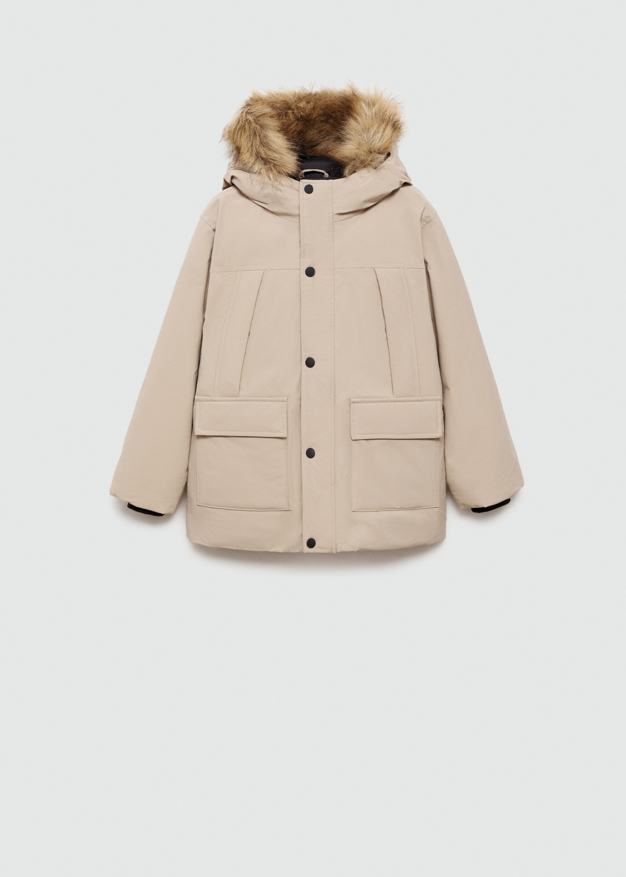 Quilted coat with fur-effect hood - Article without model
