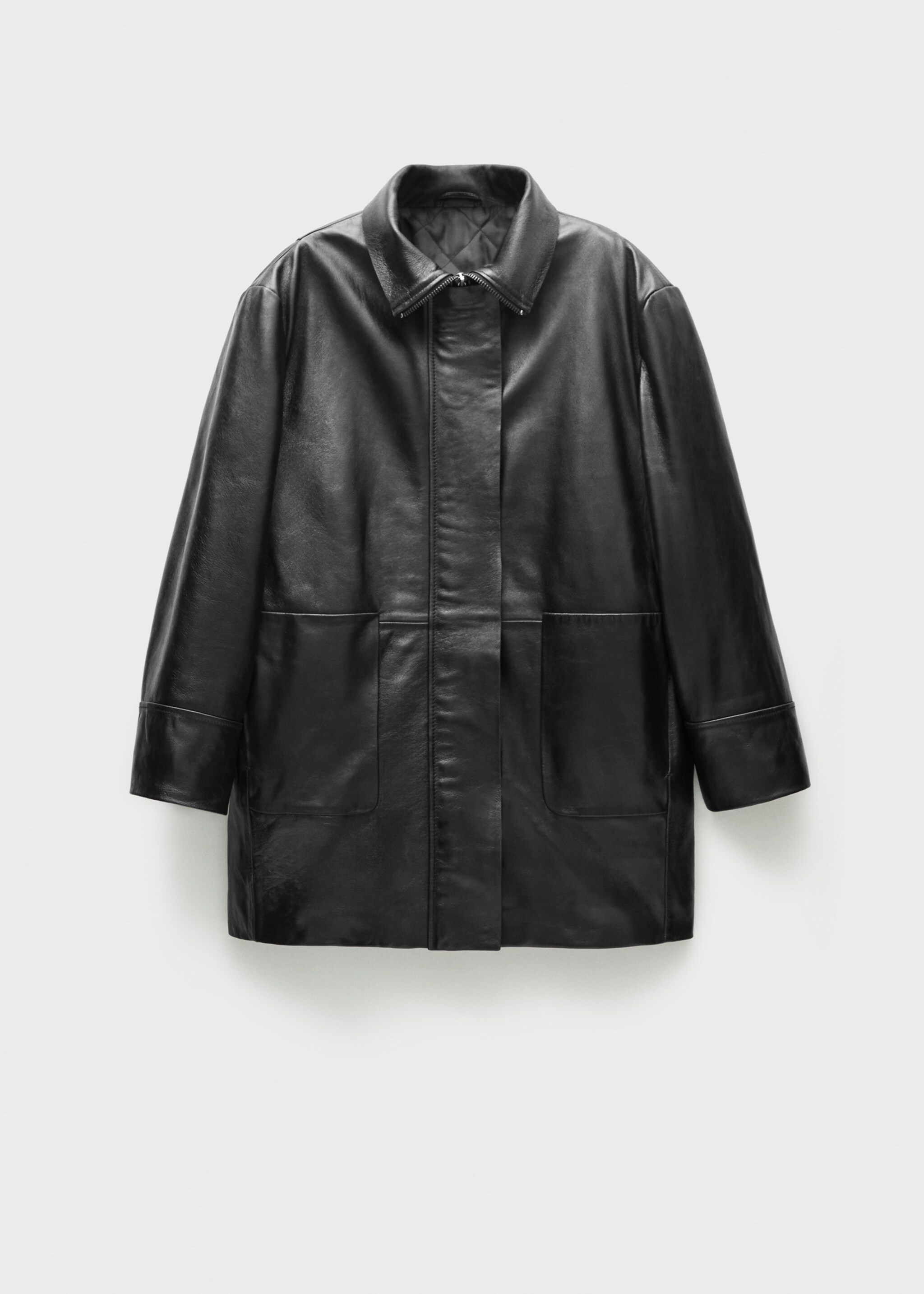 Oversize 100% leather jacket - منتج دون نموذج