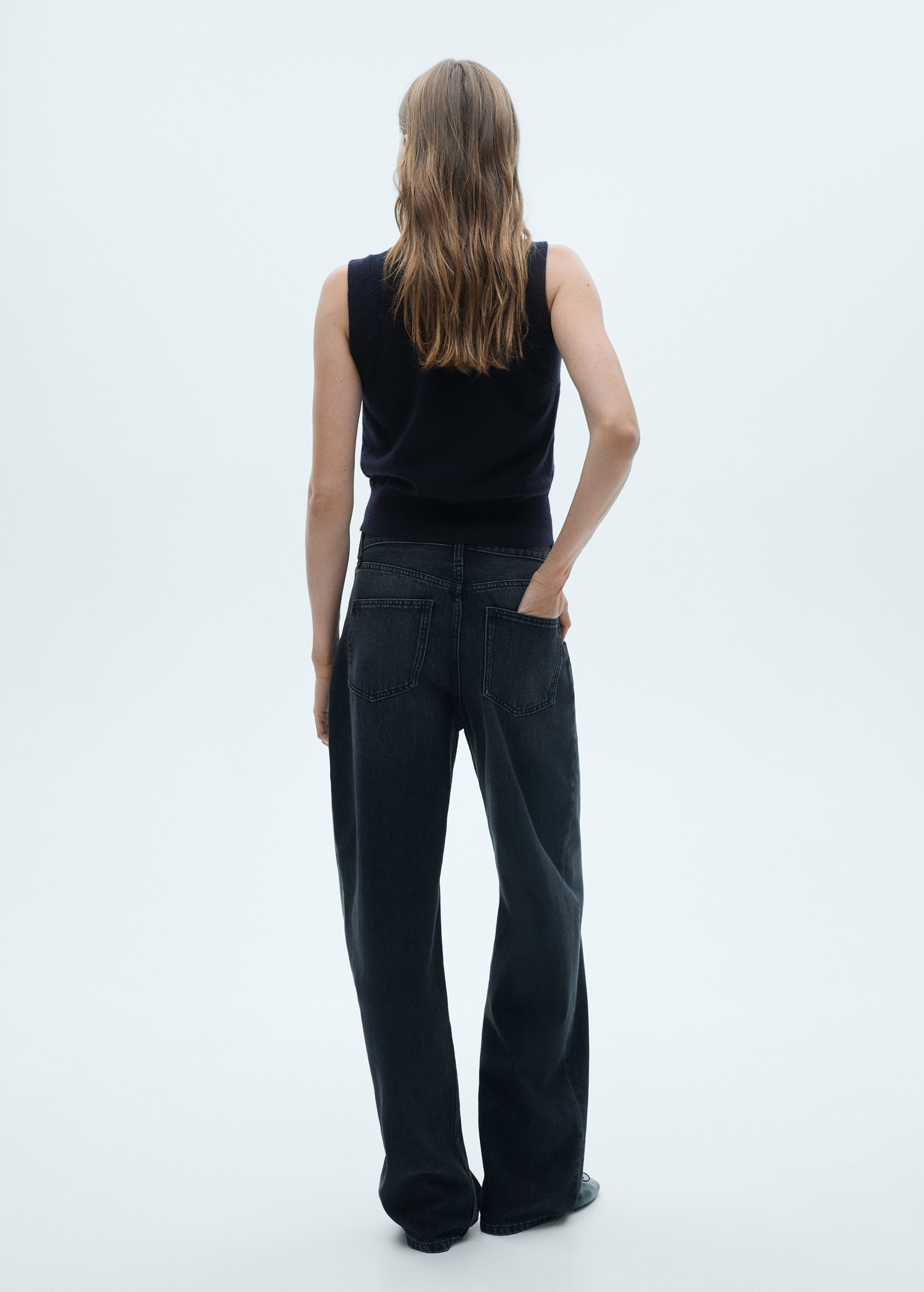 Knitted gilet with button collar - Reverse of the article