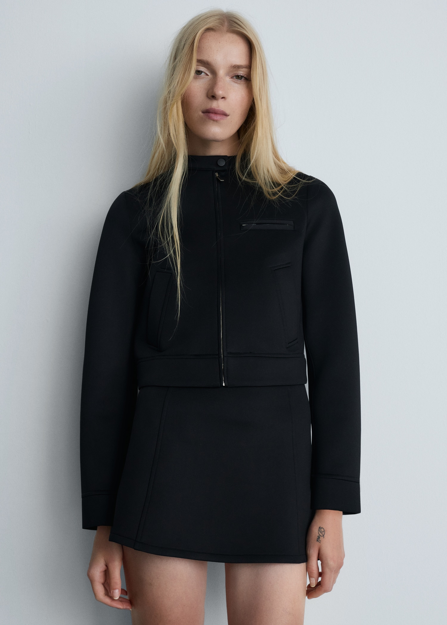 Cropped jacket with pockets - Medium plane