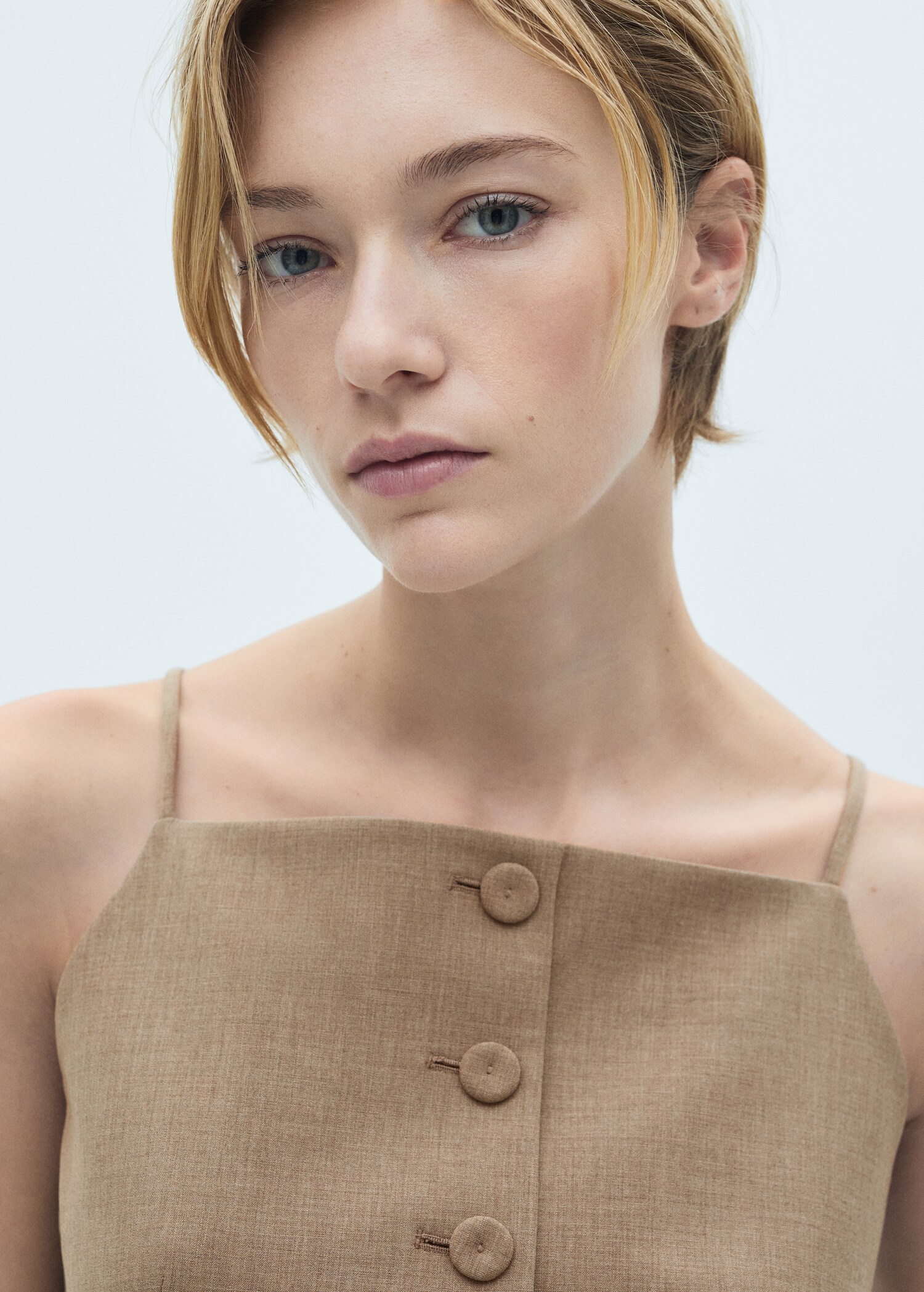 Check wool-blend suit waistcoat - Details of the article 1
