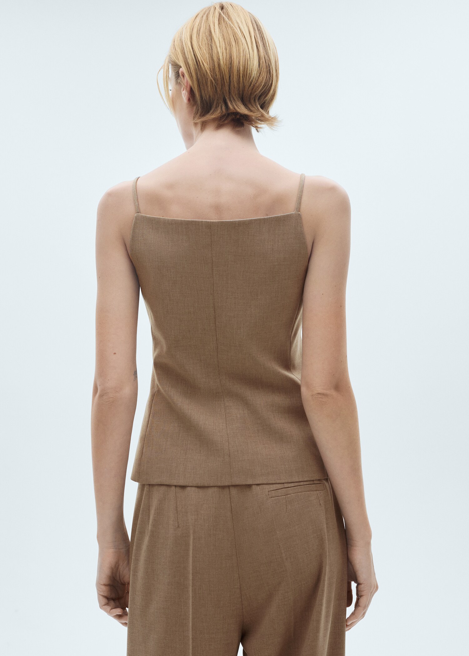 Check wool-blend suit waistcoat - Reverse of the article