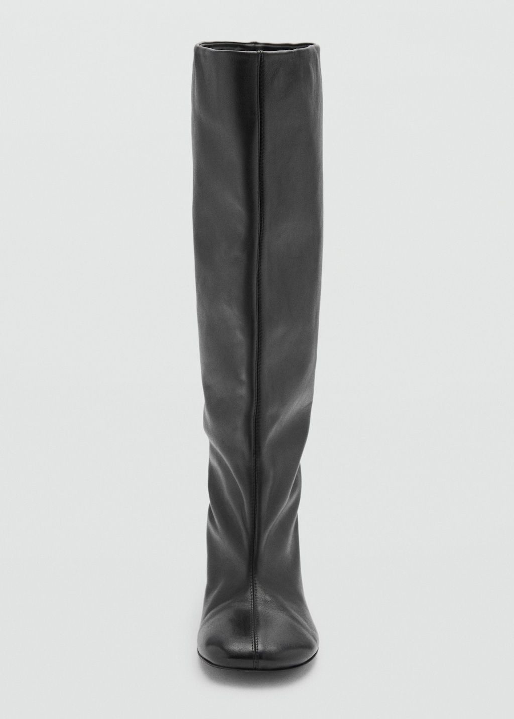 Mango leather round toe boots in black | ASOS