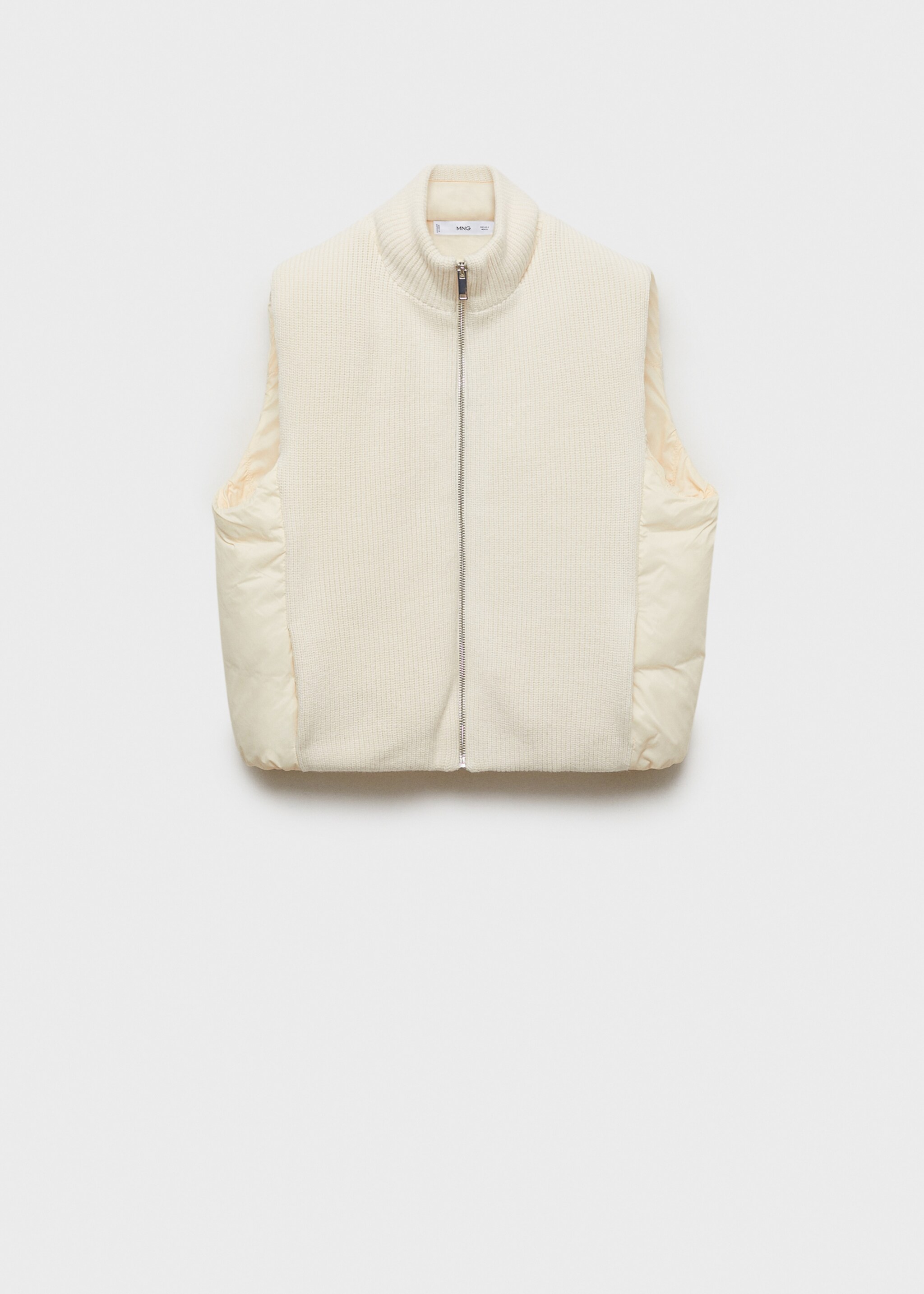 Contrasting knit vest - Article without model, Ecru. Ref: 77087662-00.