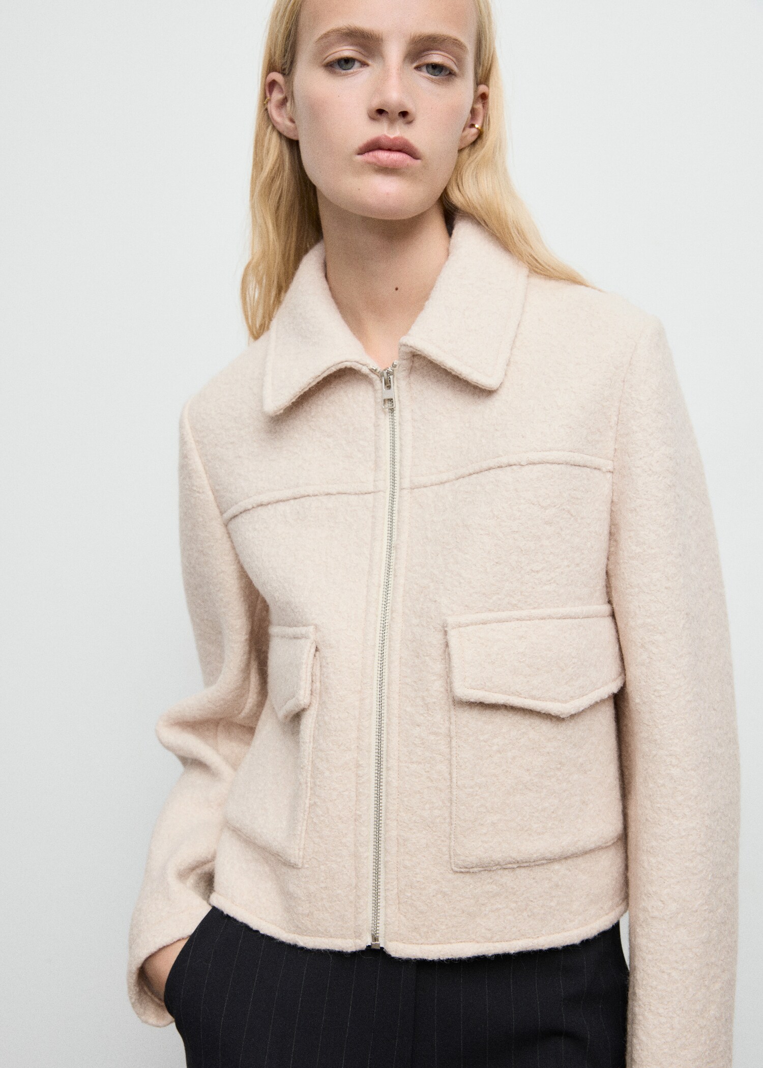 Wool jacket with pockets - Medium plane