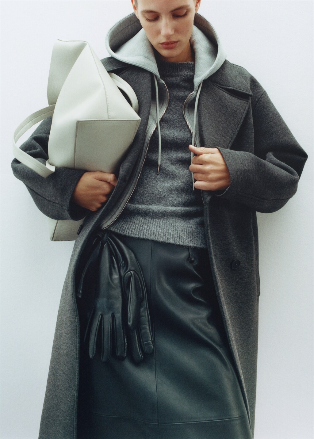 Combined coat with hood - Women | MANGO Japan