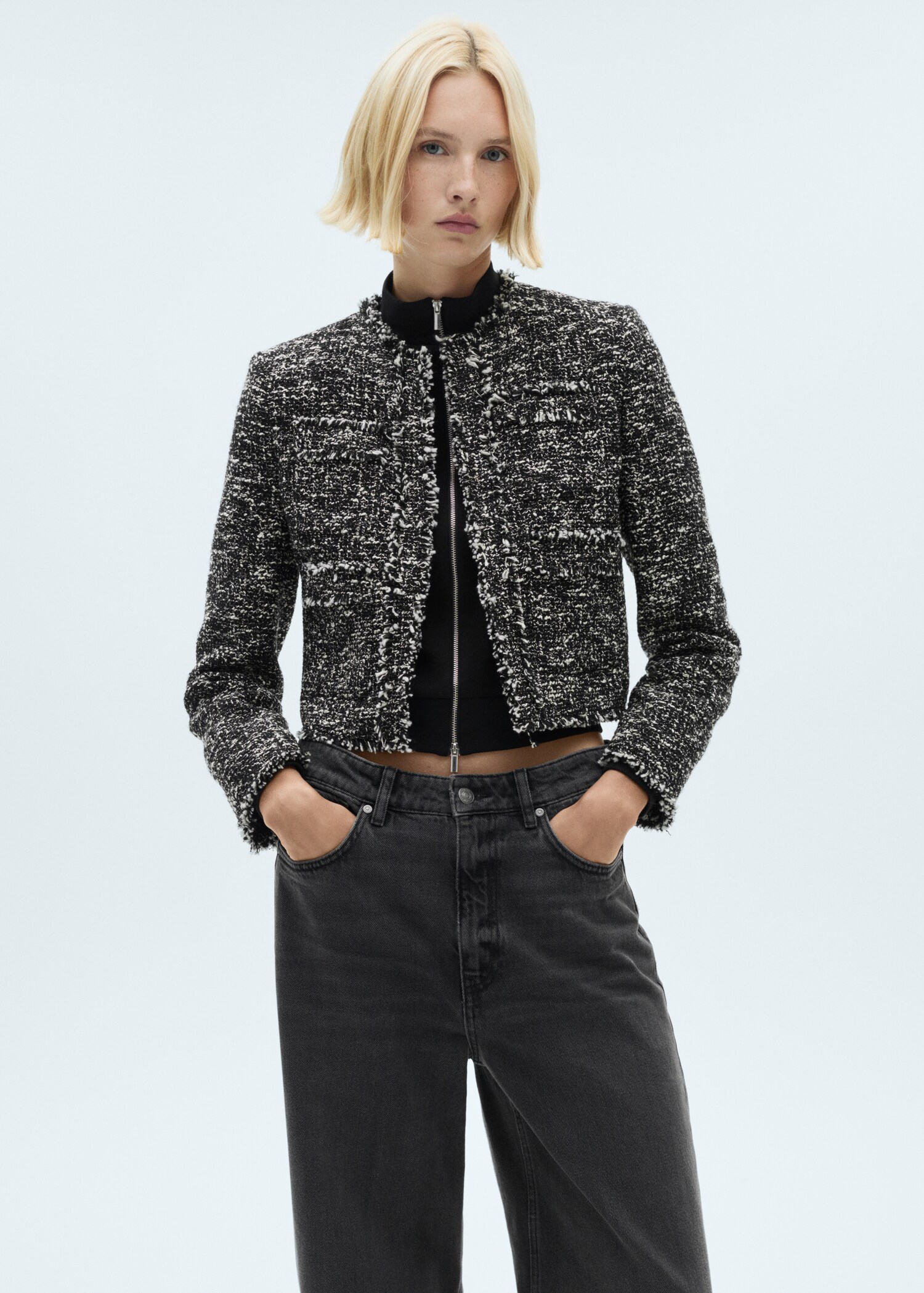 Tweed jacket with frayed ends - Medium plane