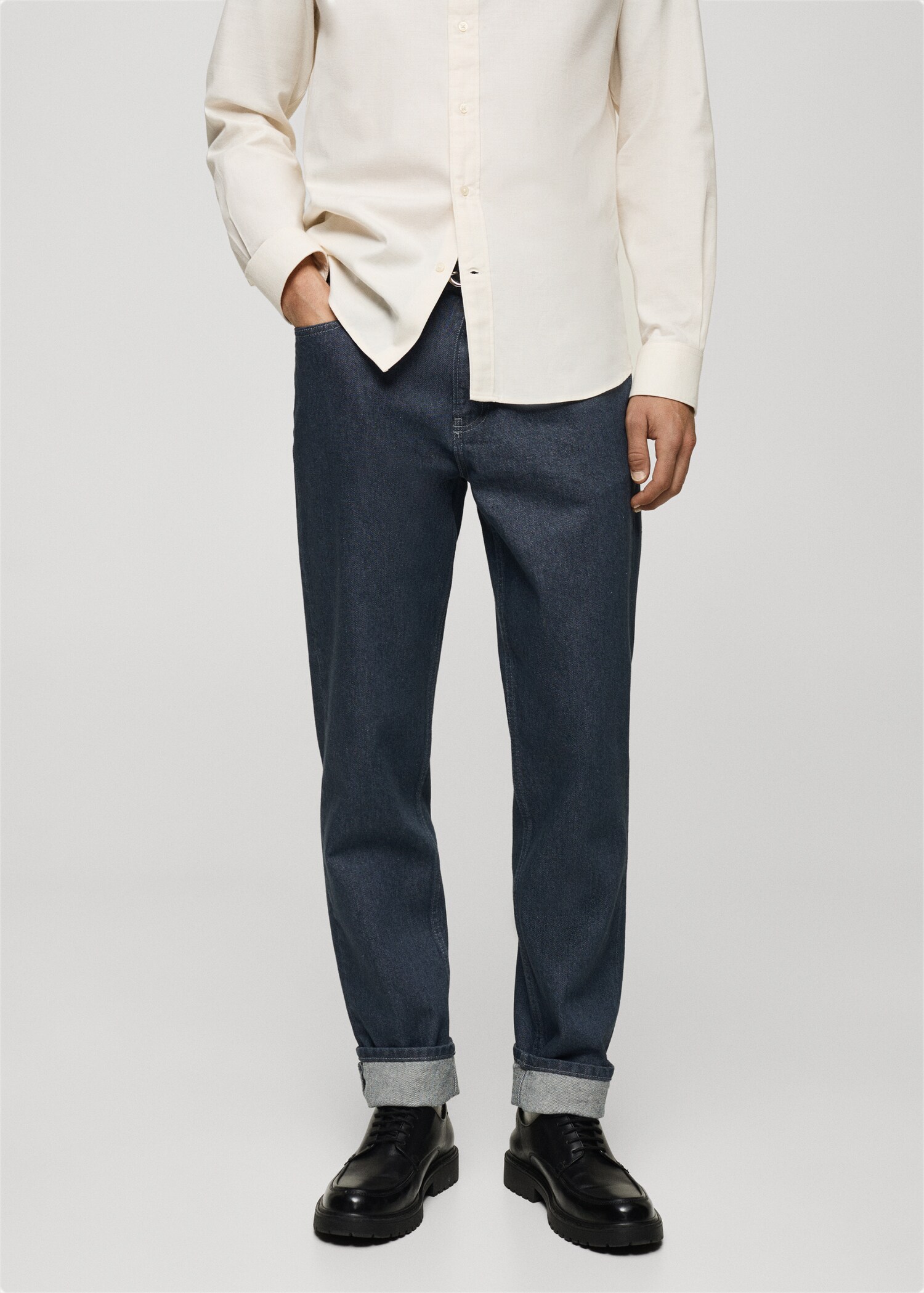 Donkere regular-fit jeans - Middenvlak