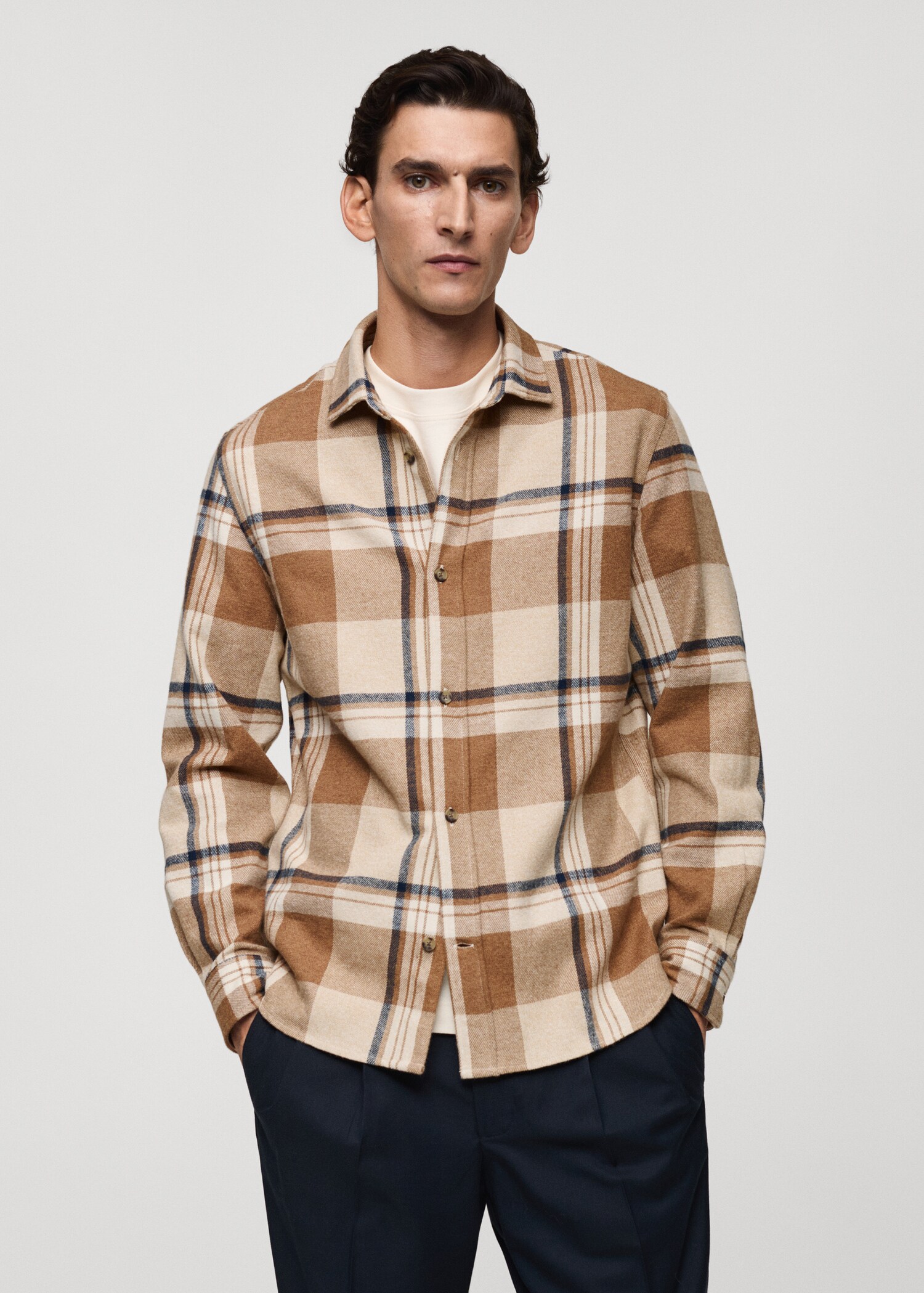 Sobrecamisa 100% algodón franela cuadros - Plano medio