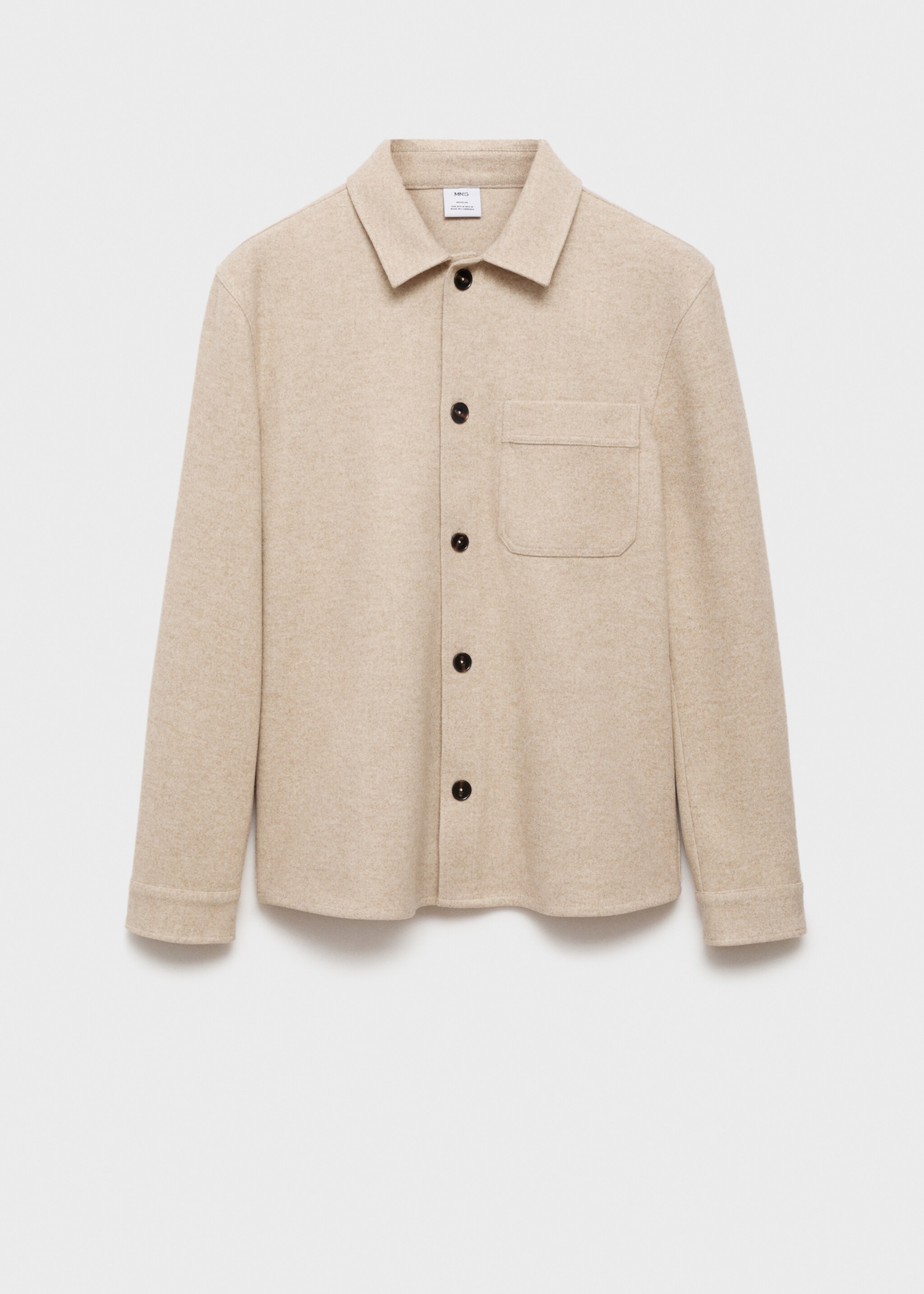 Regular fit flannel overshirt - Article without model, Sand. Ref: 77087919-00.