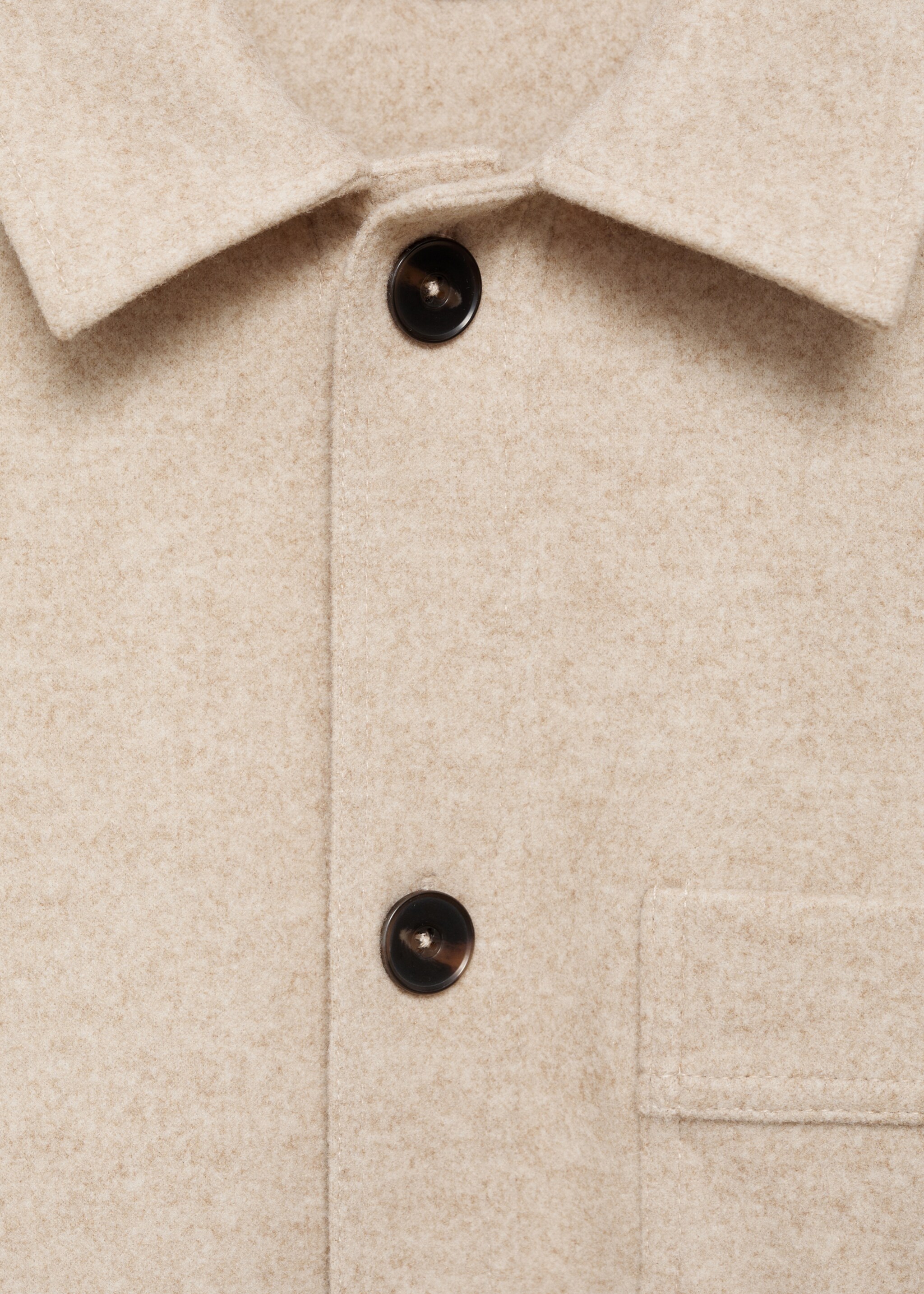 Regular fit flannel overshirt - Details of the article 8, Sand. Ref: 77087919-00.