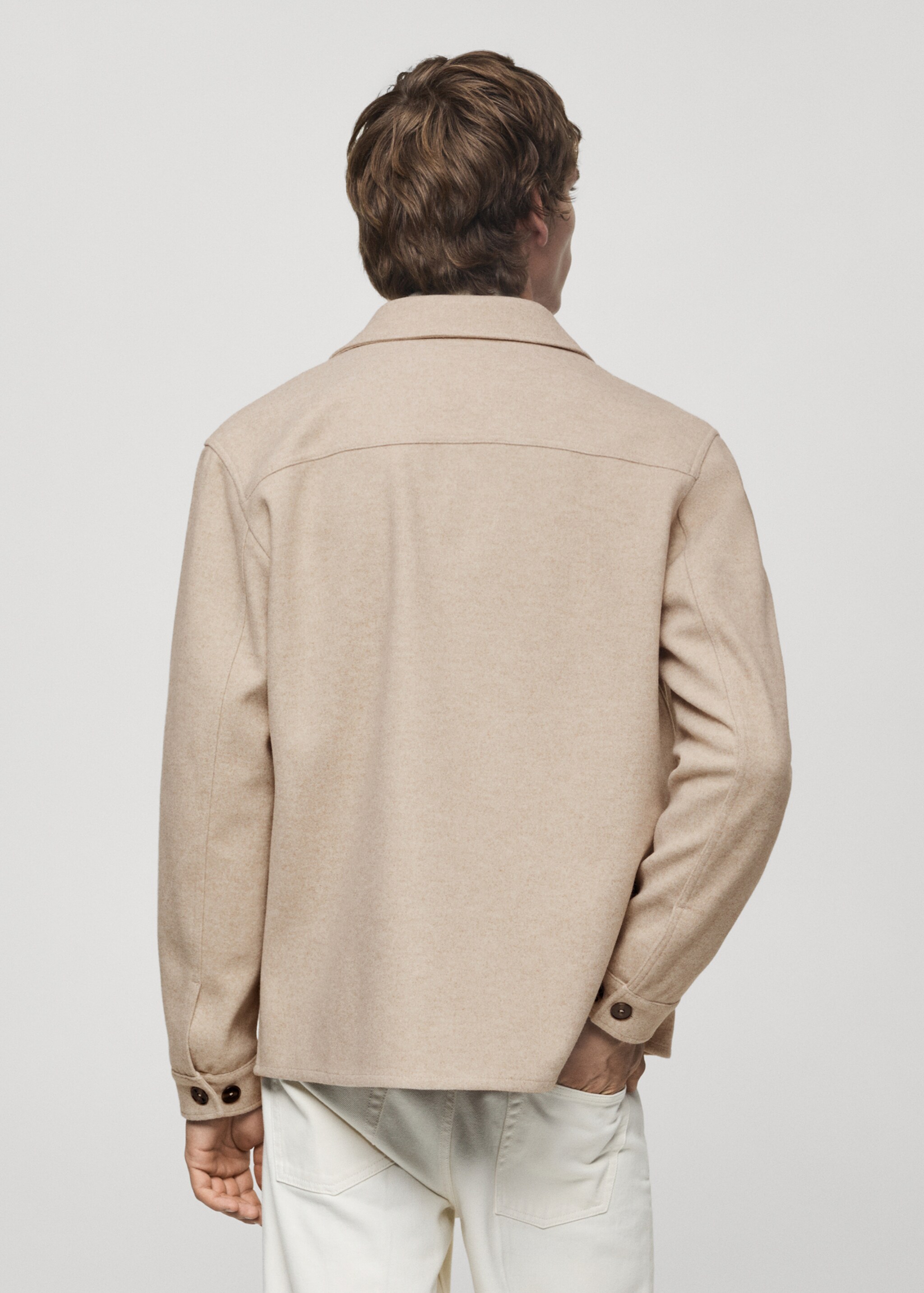 Regular fit flannel overshirt - Reverse of the article, Sand. Ref: 77087919-00.