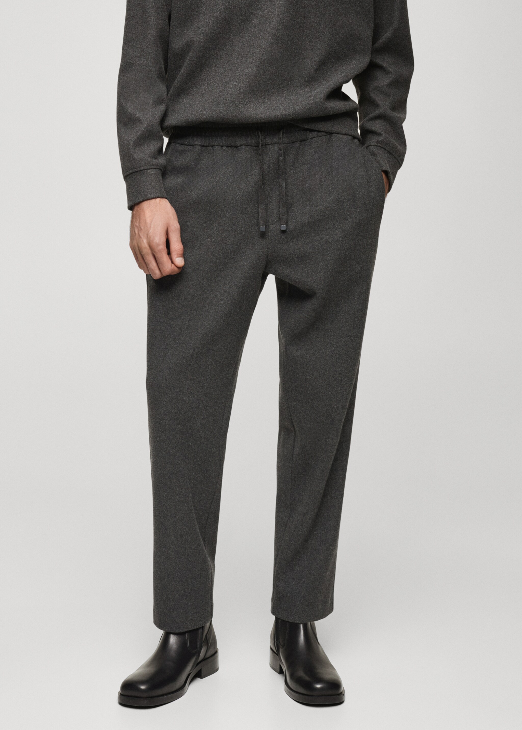 Flannel joggers with drawstring - Medium plane