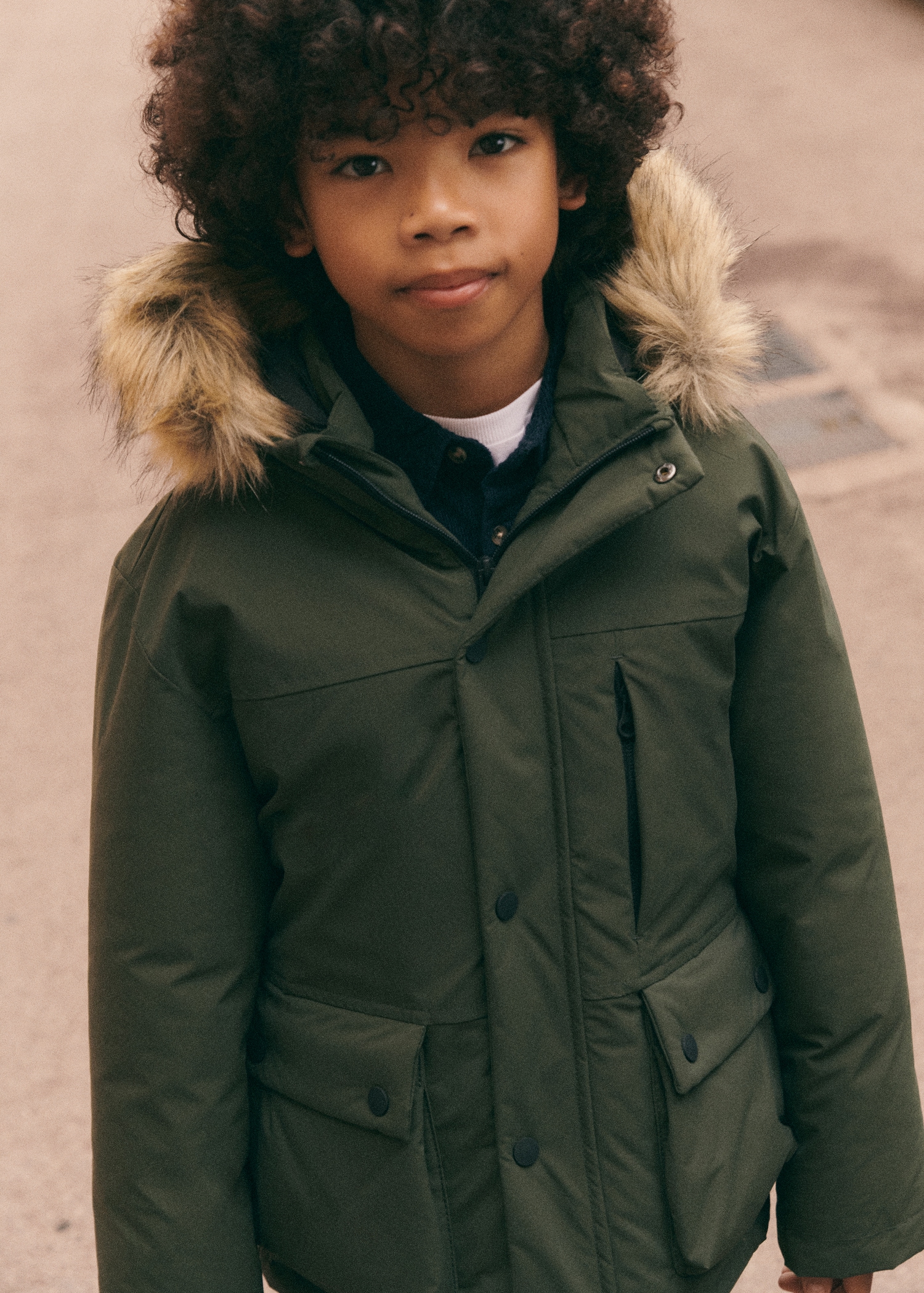 Anorak with shearling-effect hood Kids MANGO Pakistan