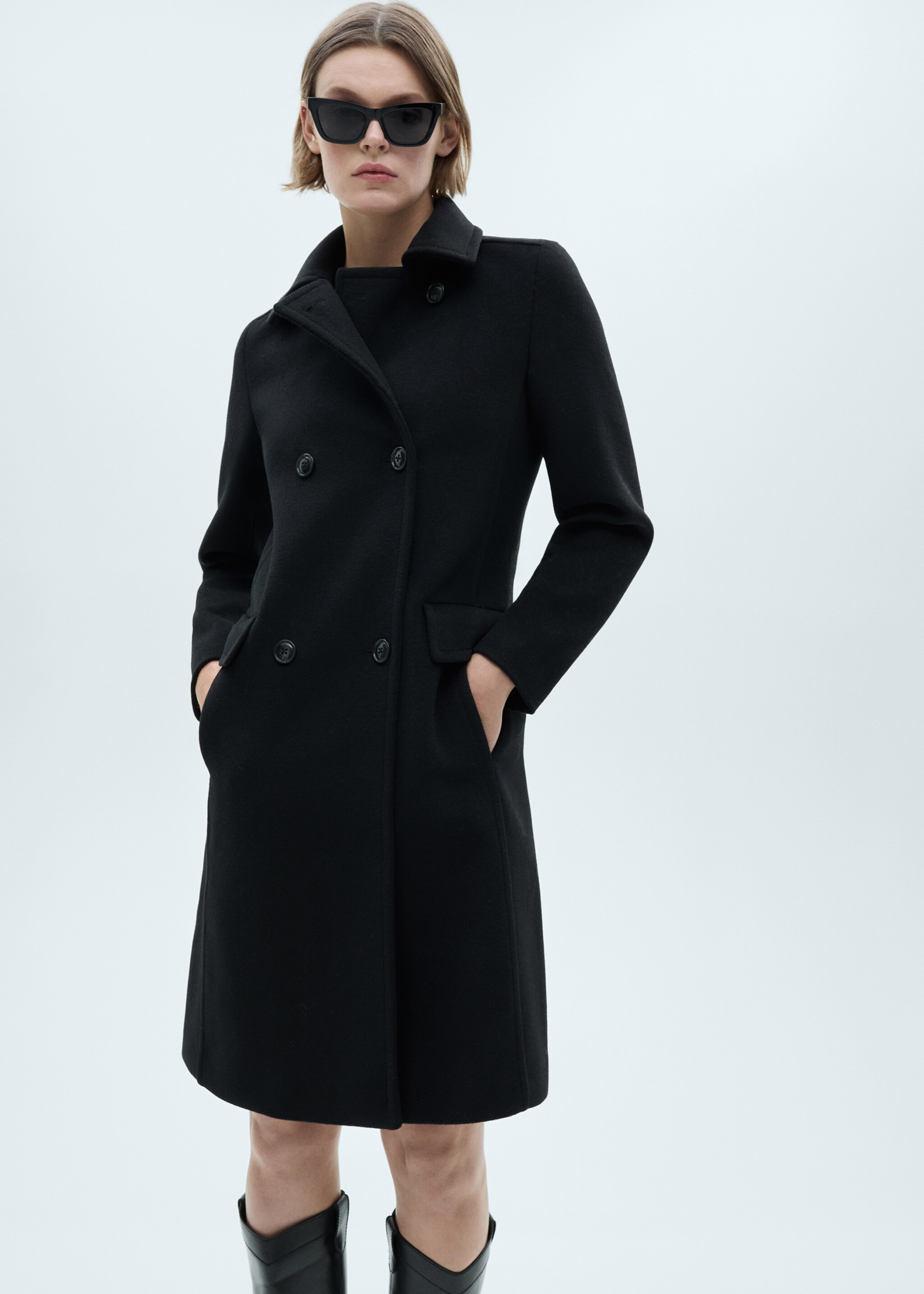 Double-breasted wool blend coat - Medium plane