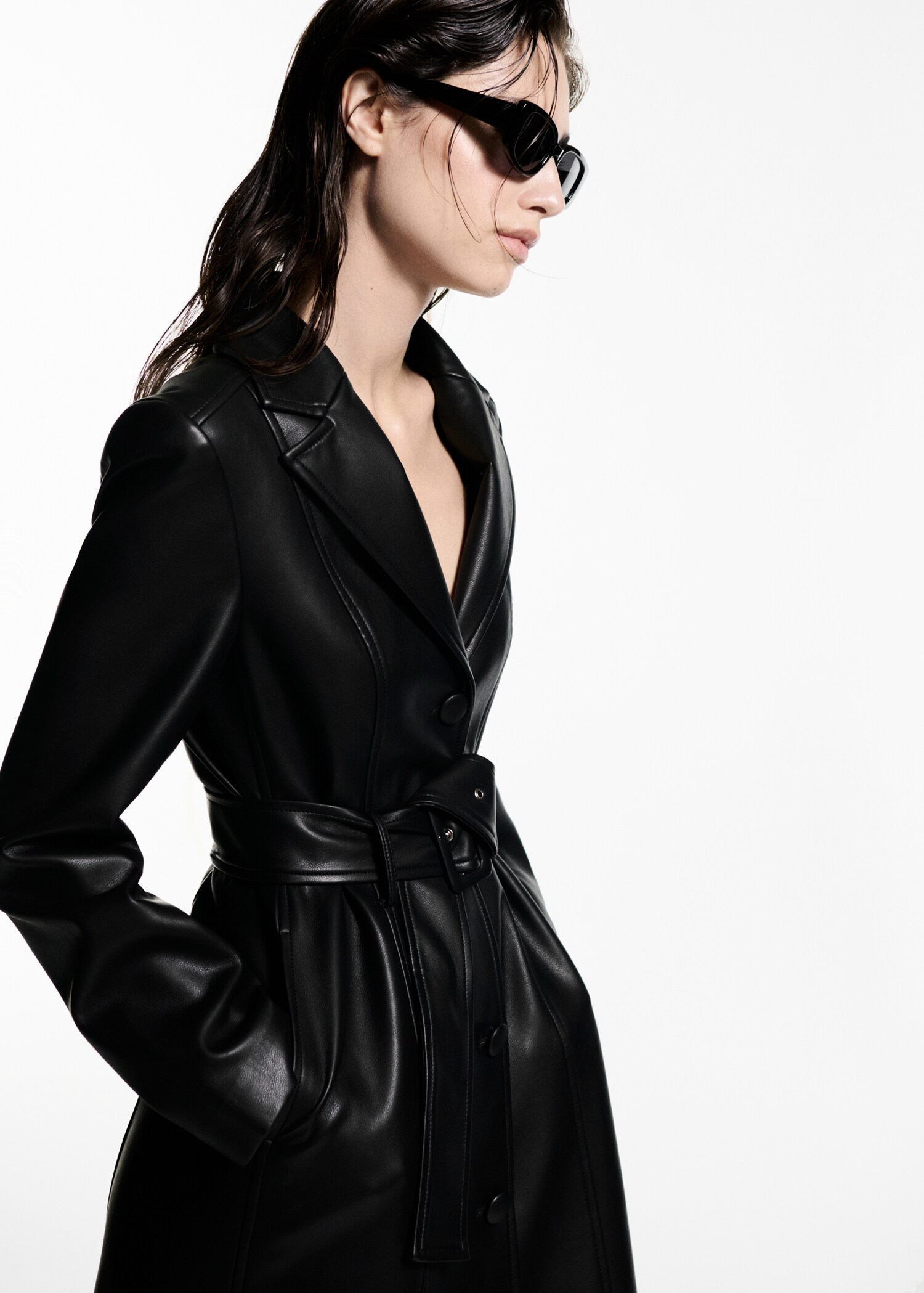 Manteau simili-cuir bordures imitation fourrure - Détail de l'article 1
