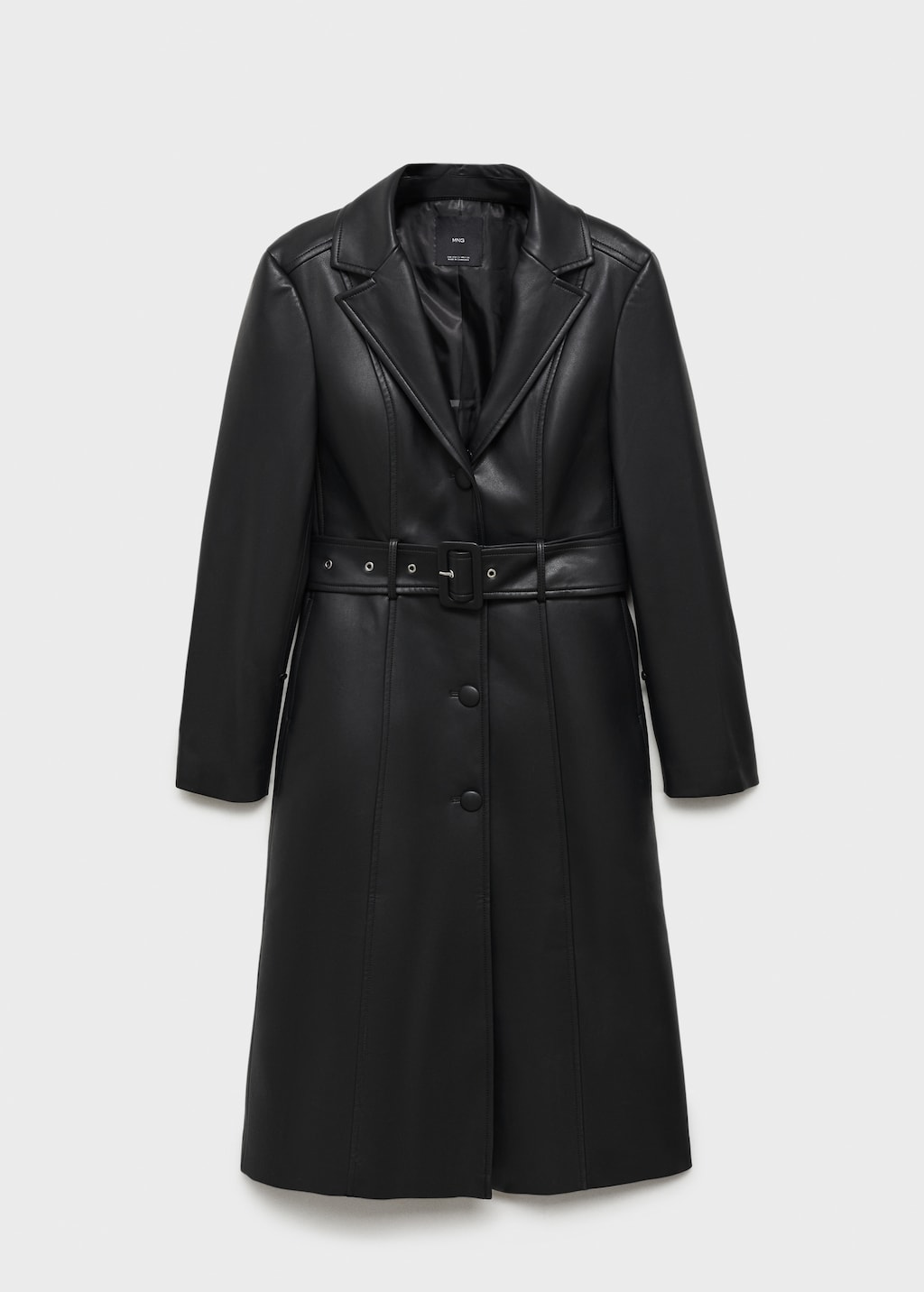 Leather-effect coat with fur-effect trim - Women | MANGO Japan Leather-effect coat with fur-effect trim - Women | MANGO Japan