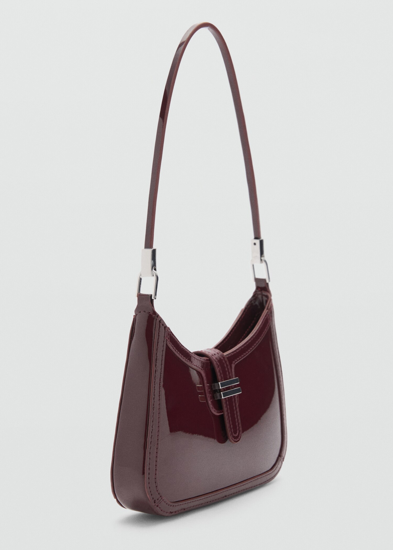 Patent leather-effect shoulder bag - Medium plane