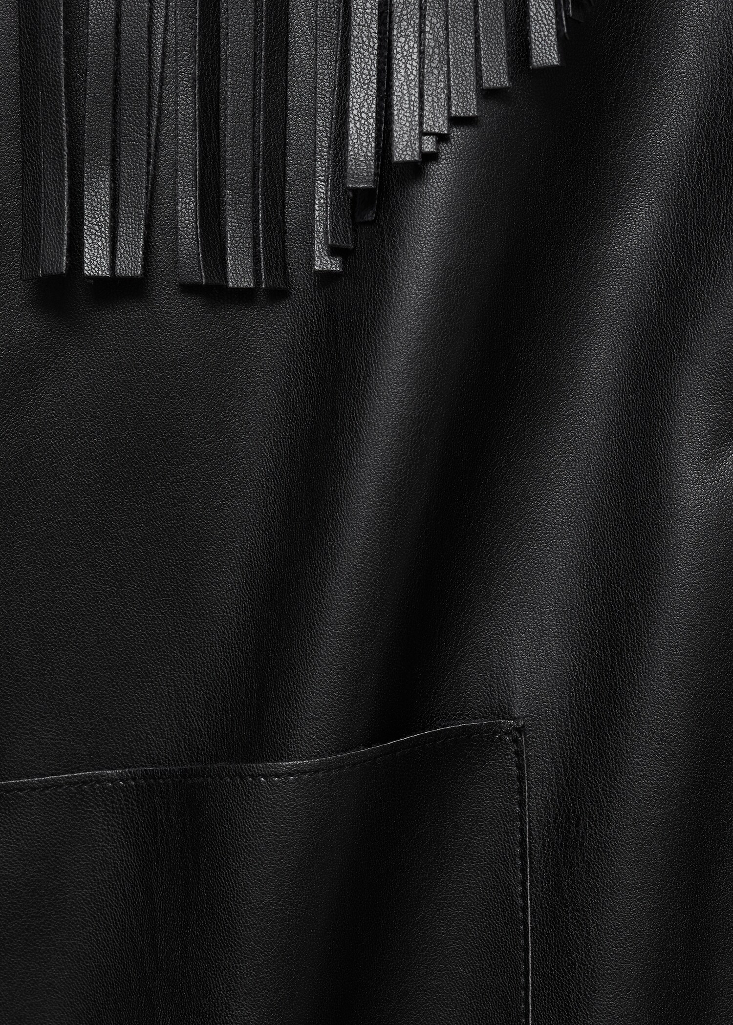Leather-effect fringed overshirt - Details of the article 0