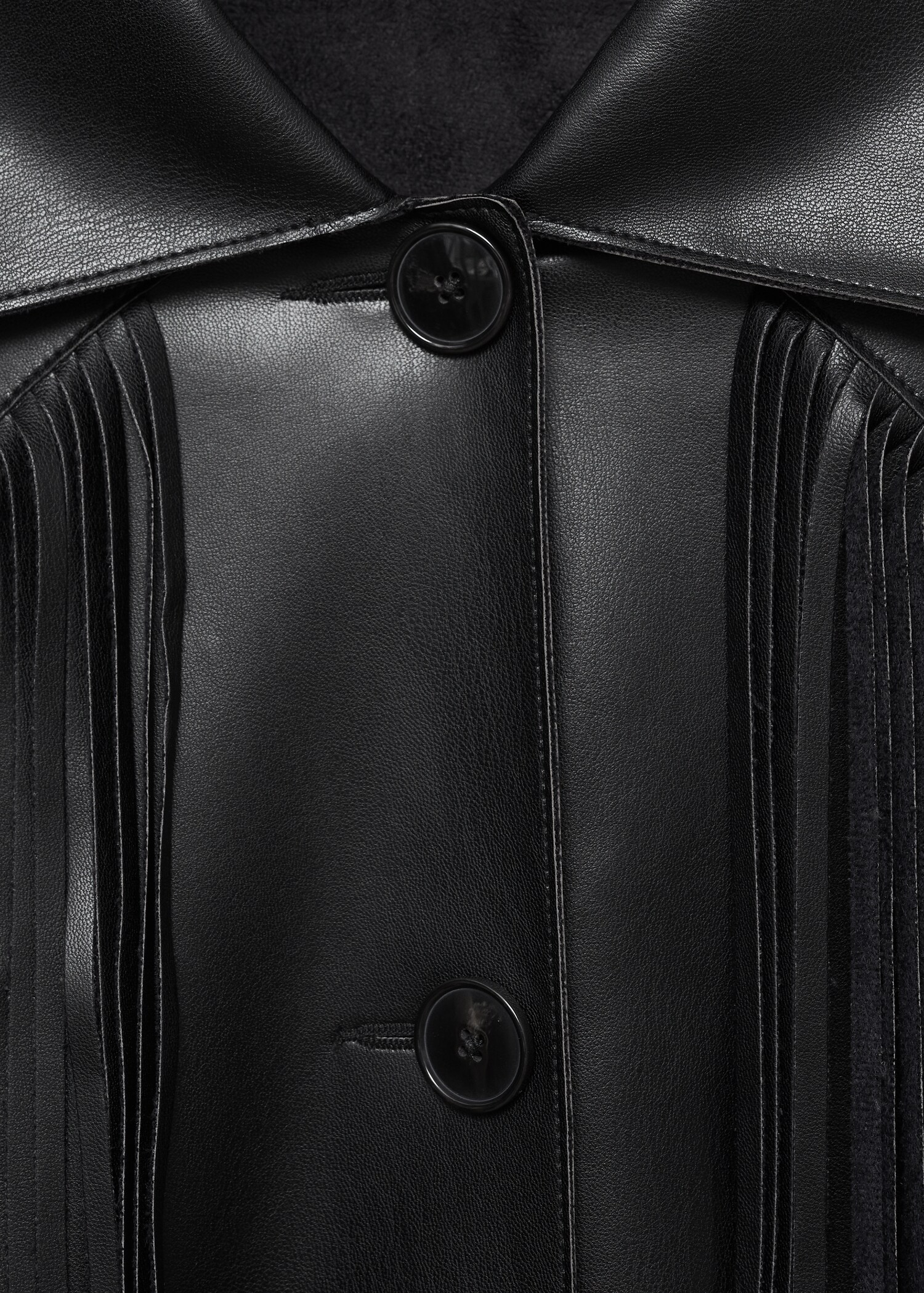 Leather-effect fringed overshirt - Details of the article 8