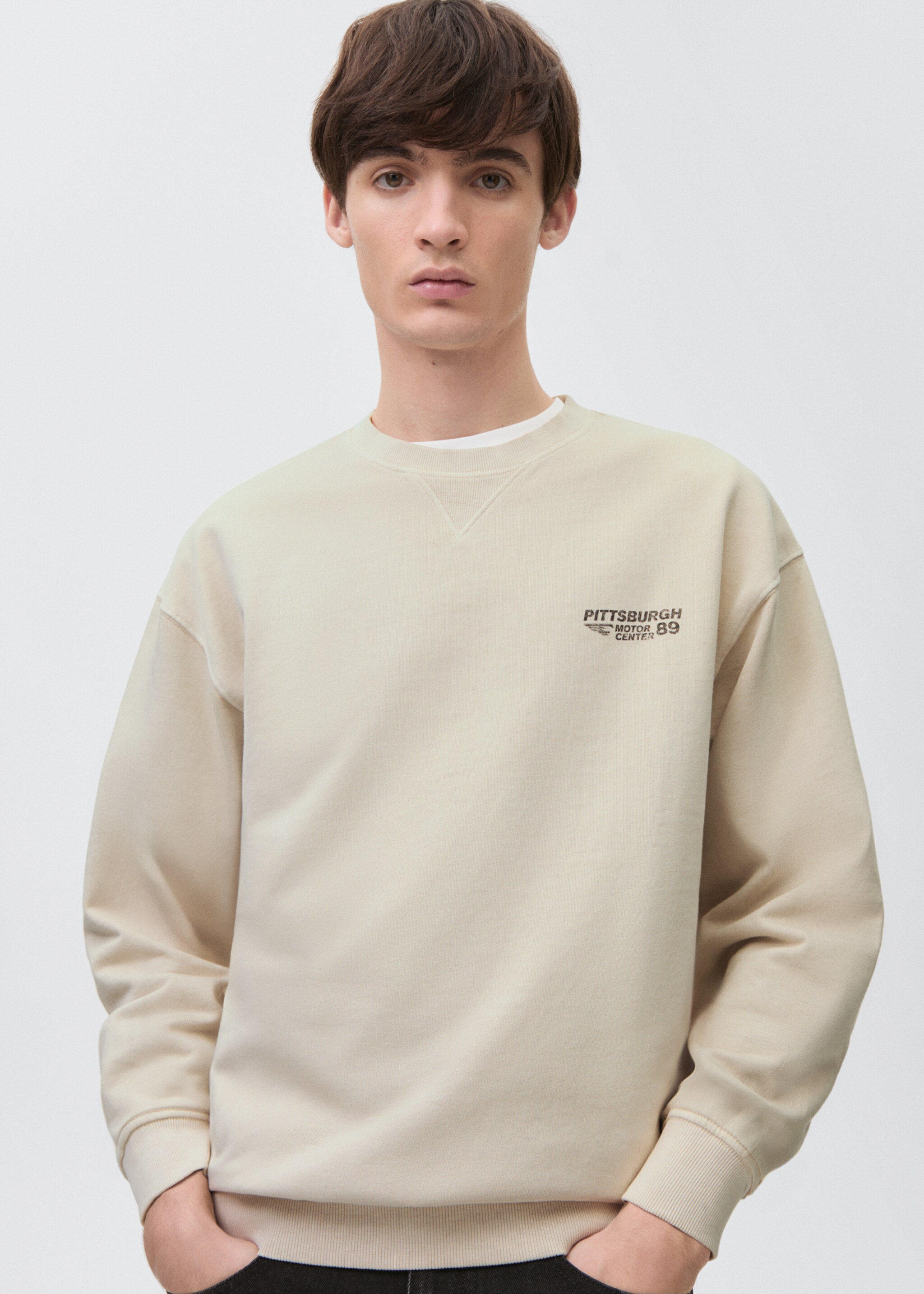 Sweater message imprimé - Plan moyen, Gris clair/pastel. Ref: 77088280-00.