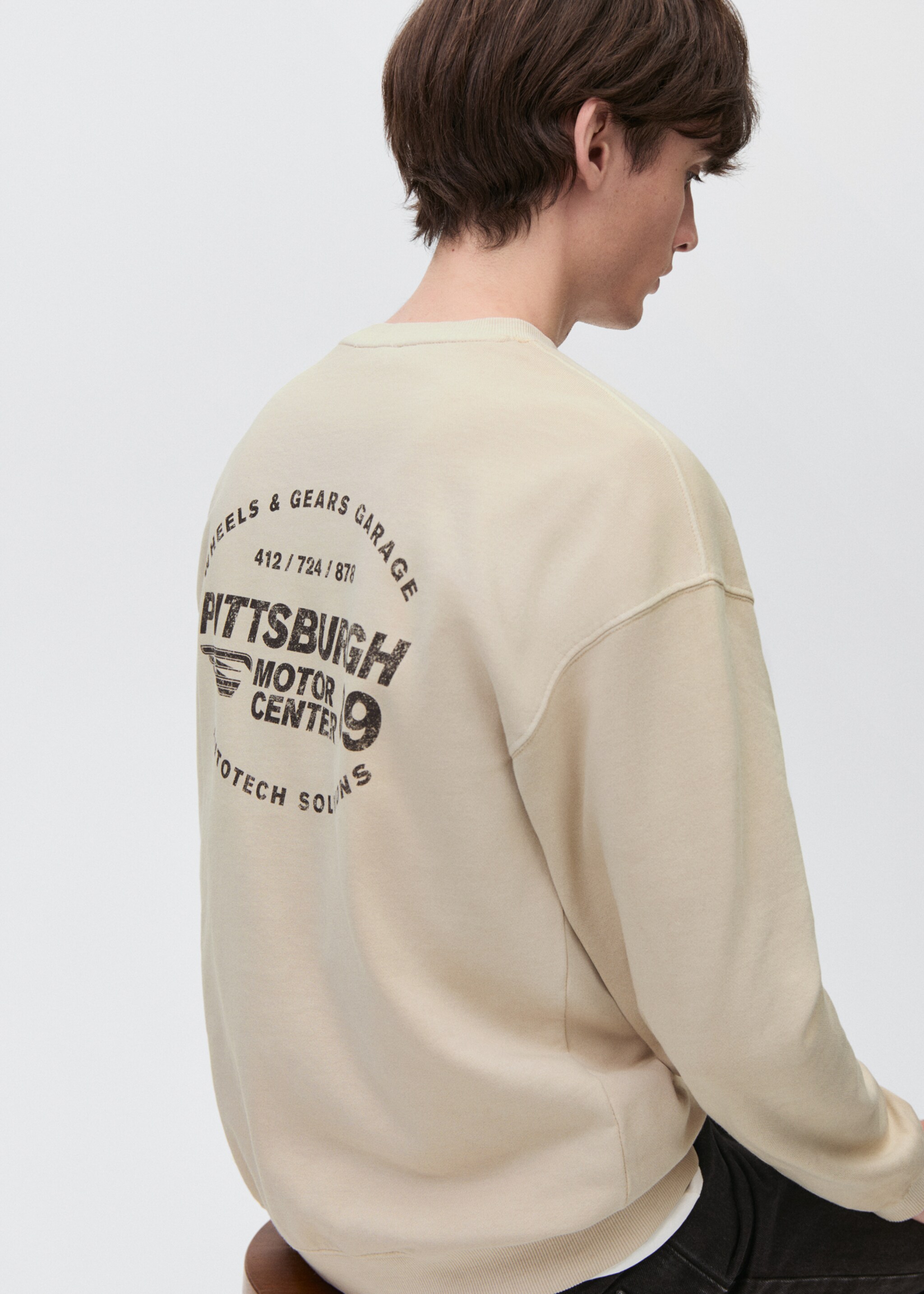 Sweater message imprimé - Verso de l’article, Gris clair/pastel. Ref: 77088280-00.