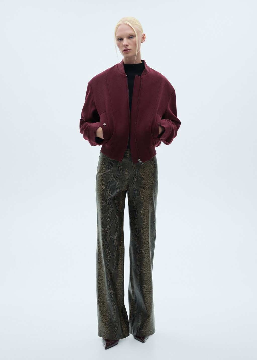 Mango Wool bomber jacket with pockets