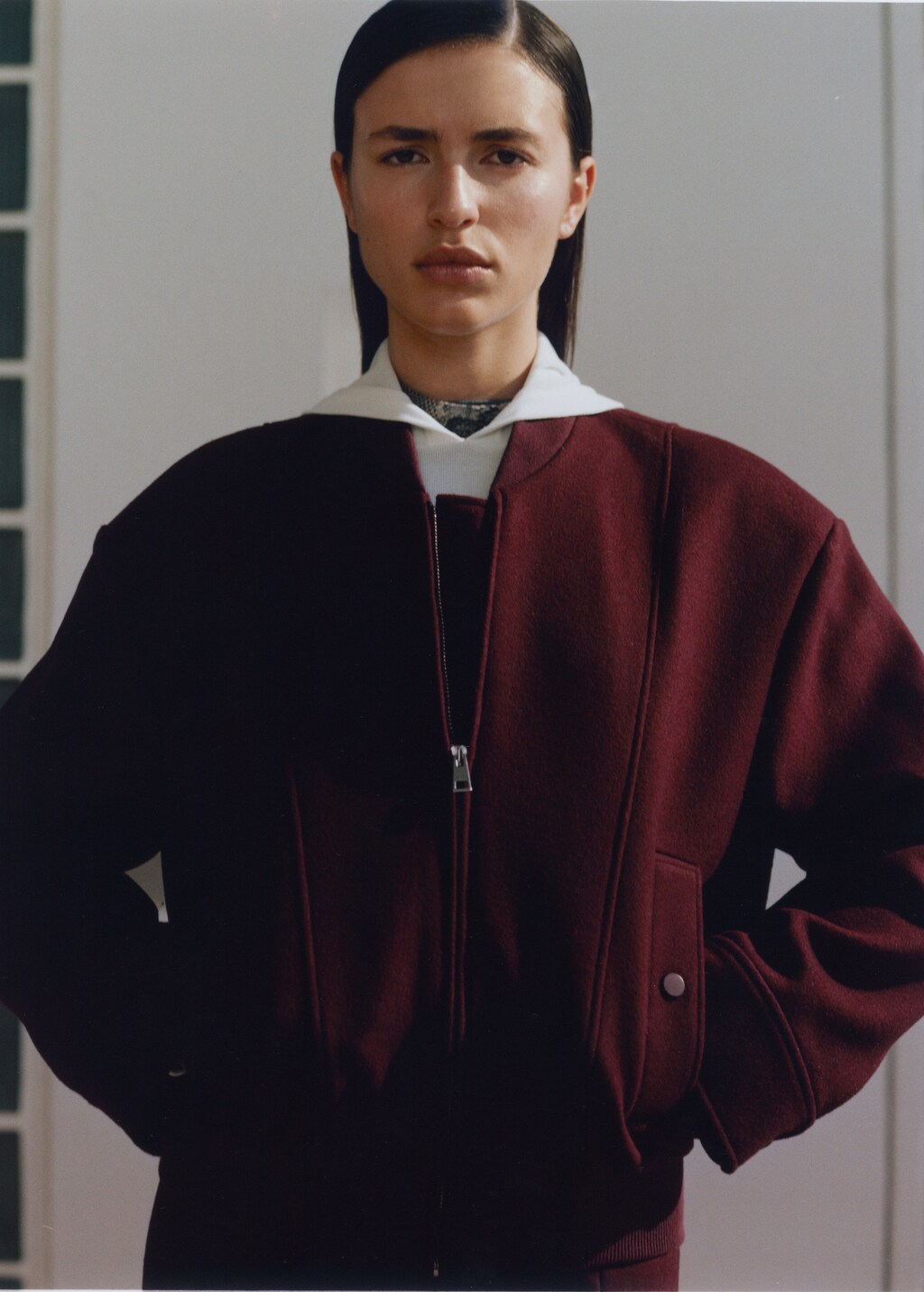 Mango Wool bomber jacket with pockets