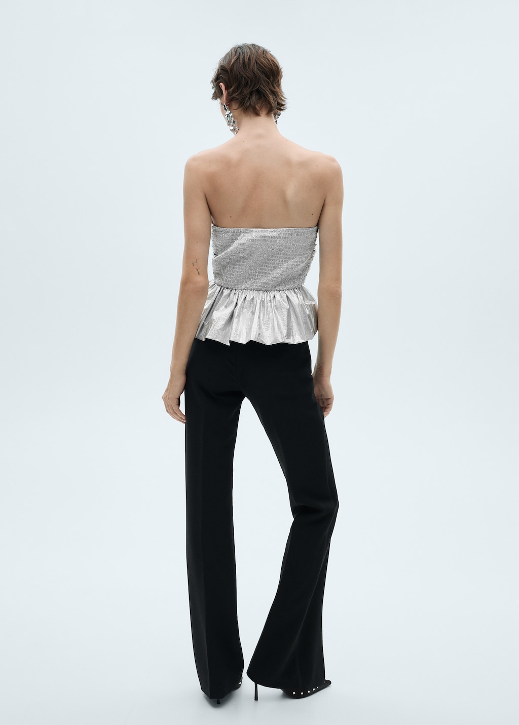 Metallic peplum top clearance