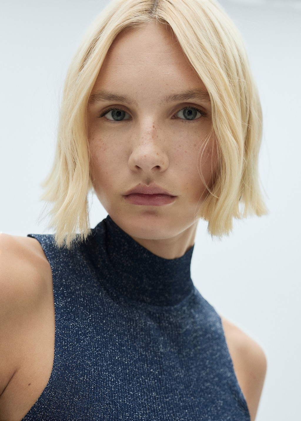 Lurex knitted top with perkins neck